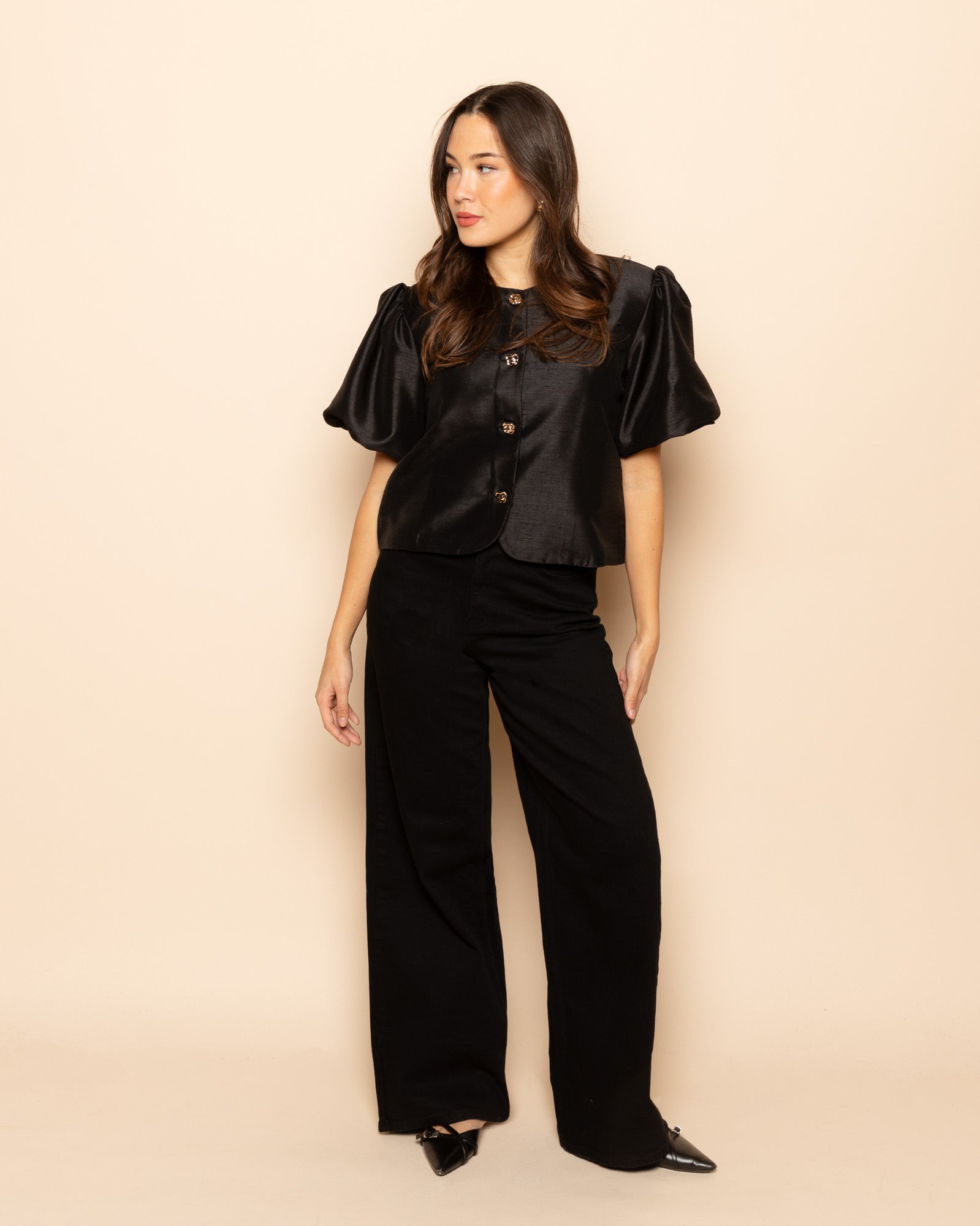 COMFORT WIDE LEG JEANS BLACK