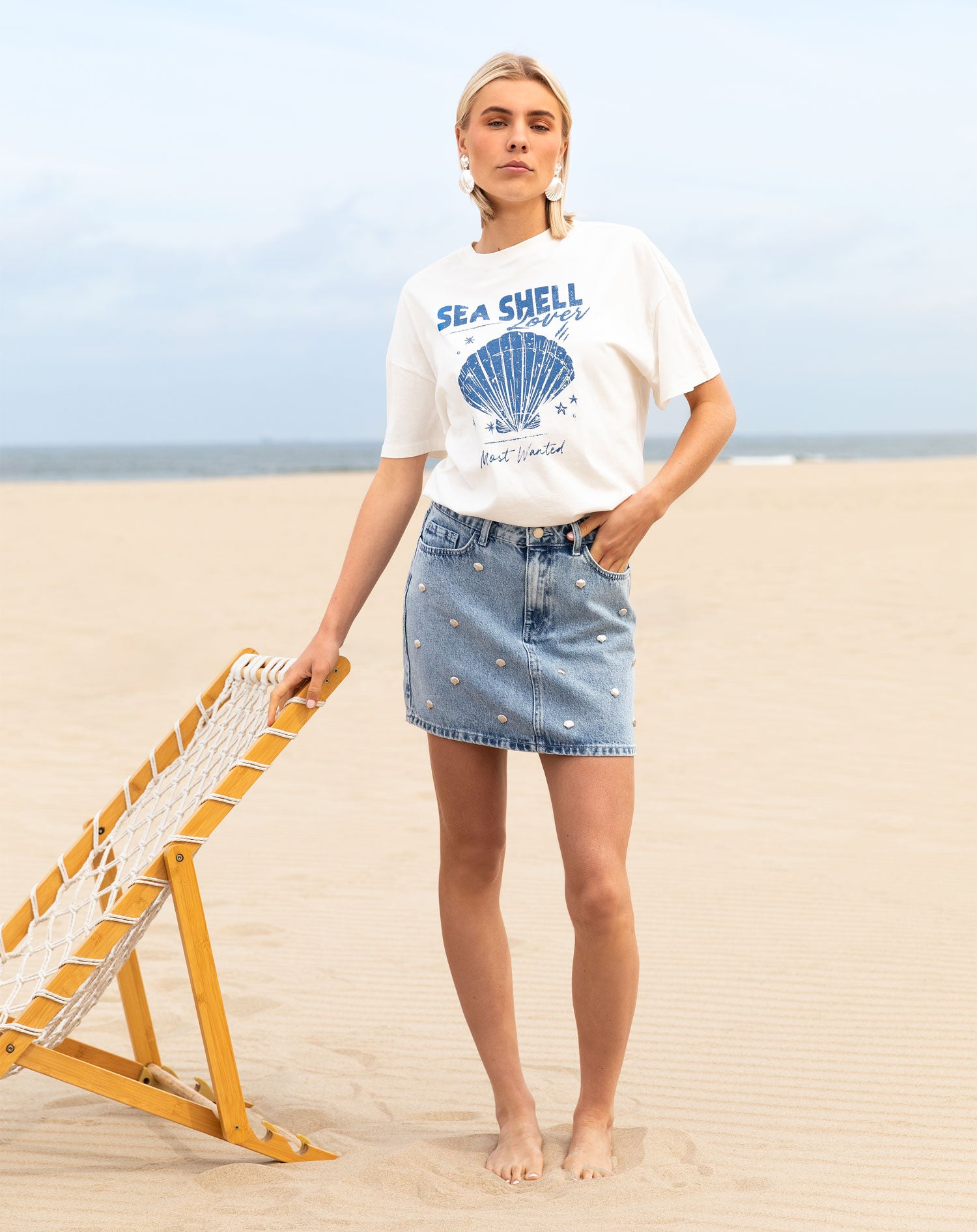 SEASHELL LOVER OVERSIZED TEE CREAM