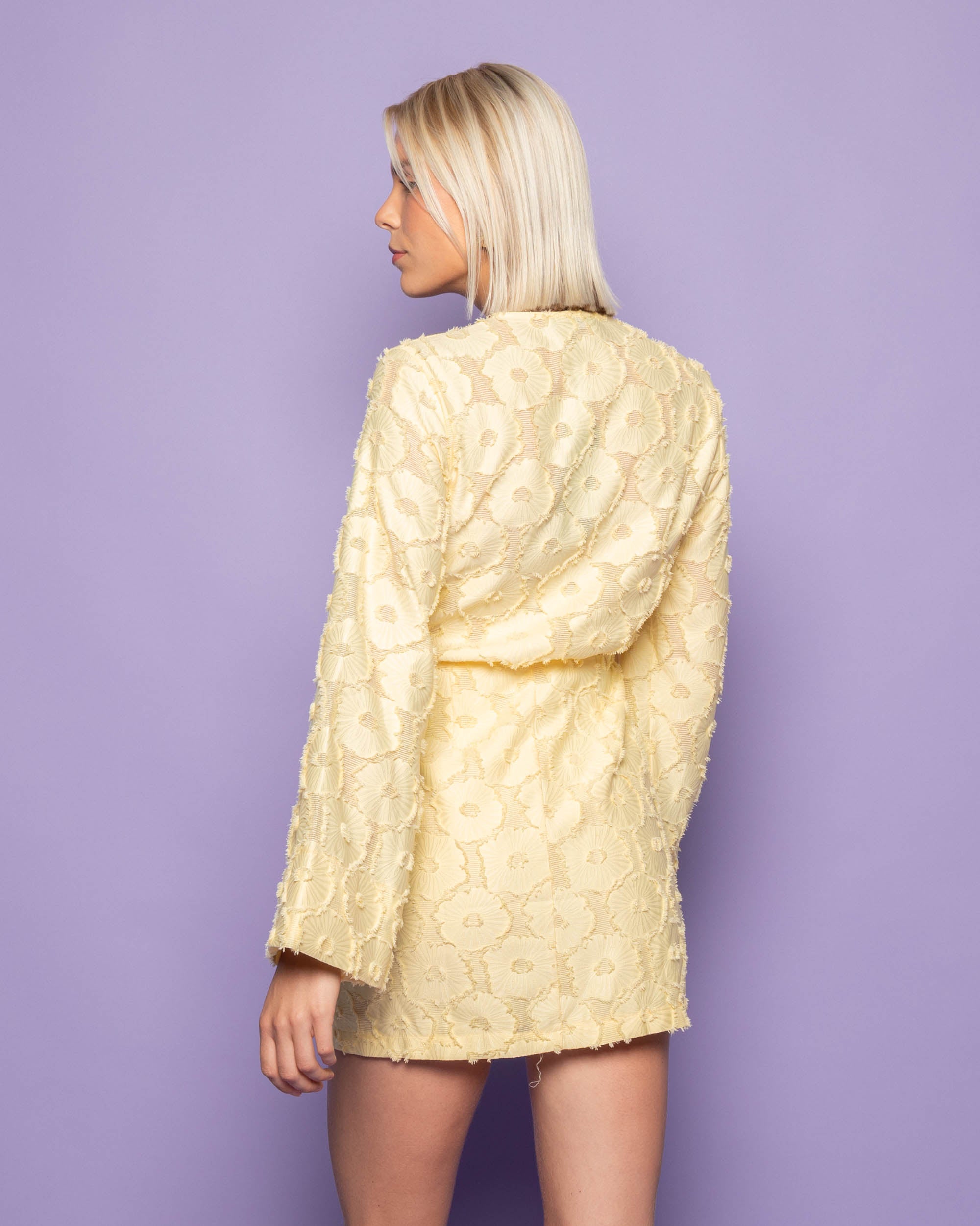 FLUFFY FLOWER JACQUARD KIMONO DRESS BOTERGEEL