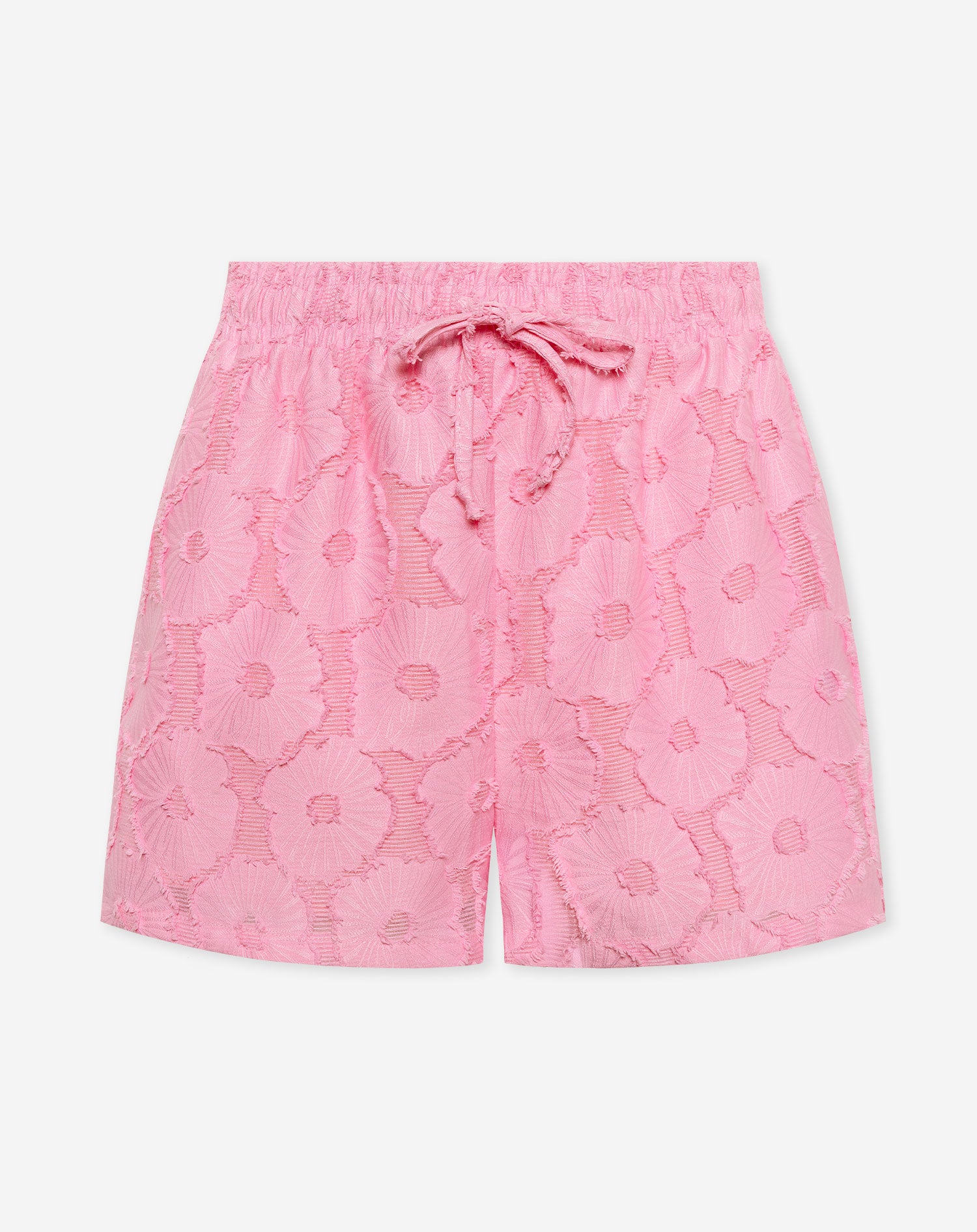 FLUFFY FLOWER JACQUARD SHORTS PINK