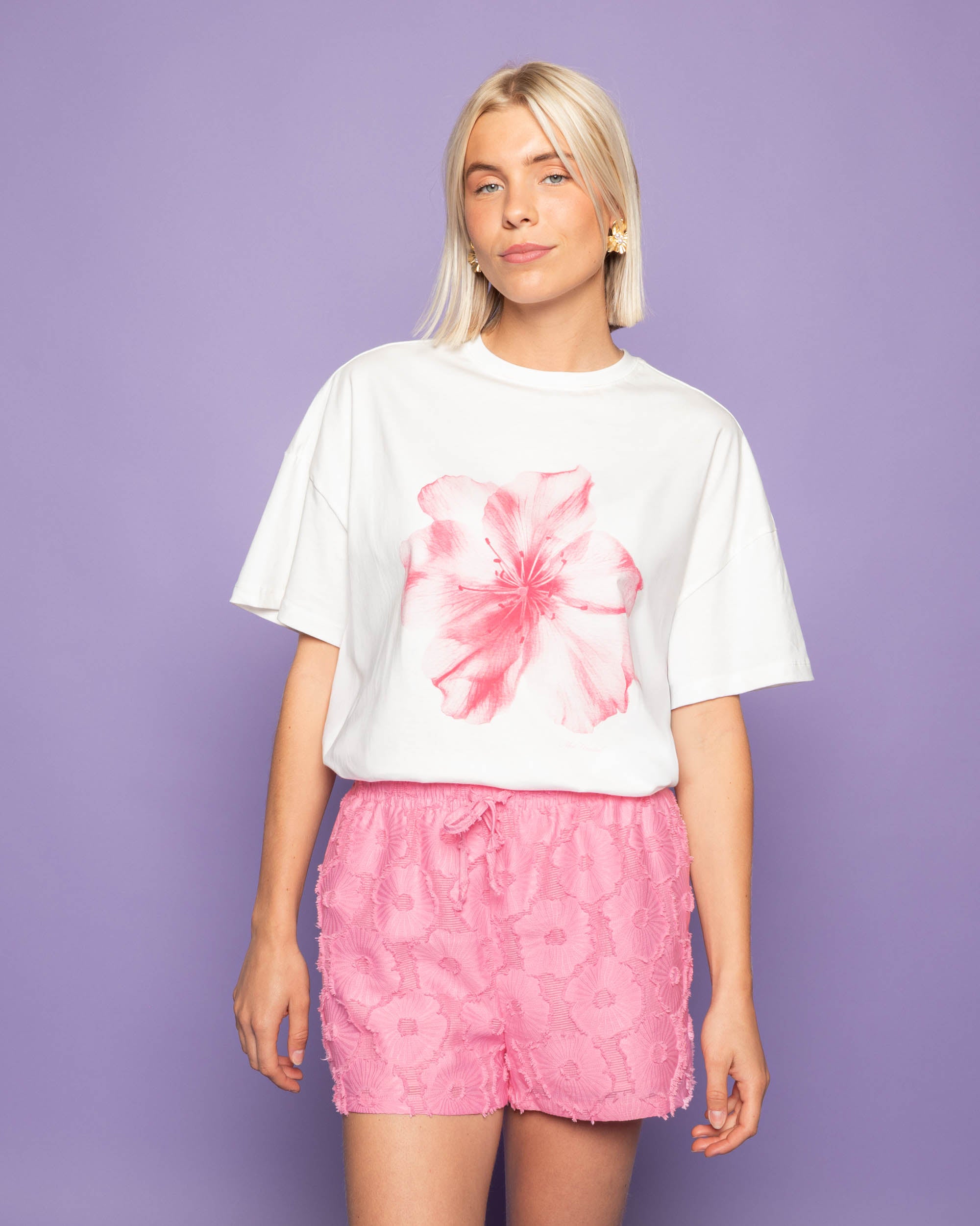 FLOWER OVERSIZED TEE CREAM