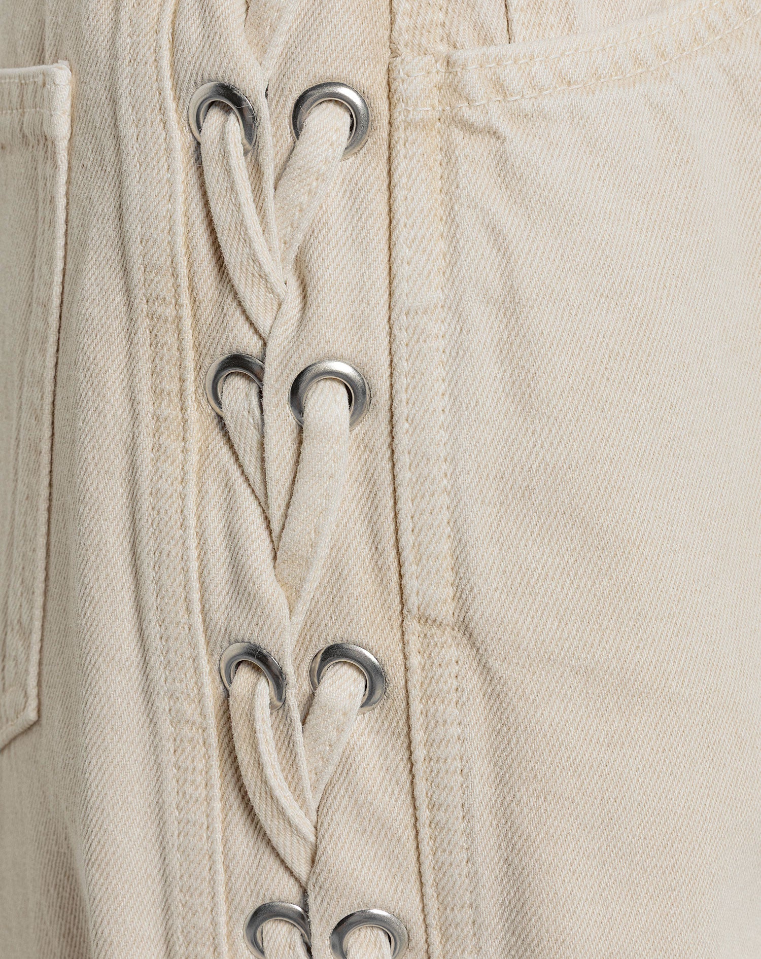 SIDE LACE UP JEANS BEIGE