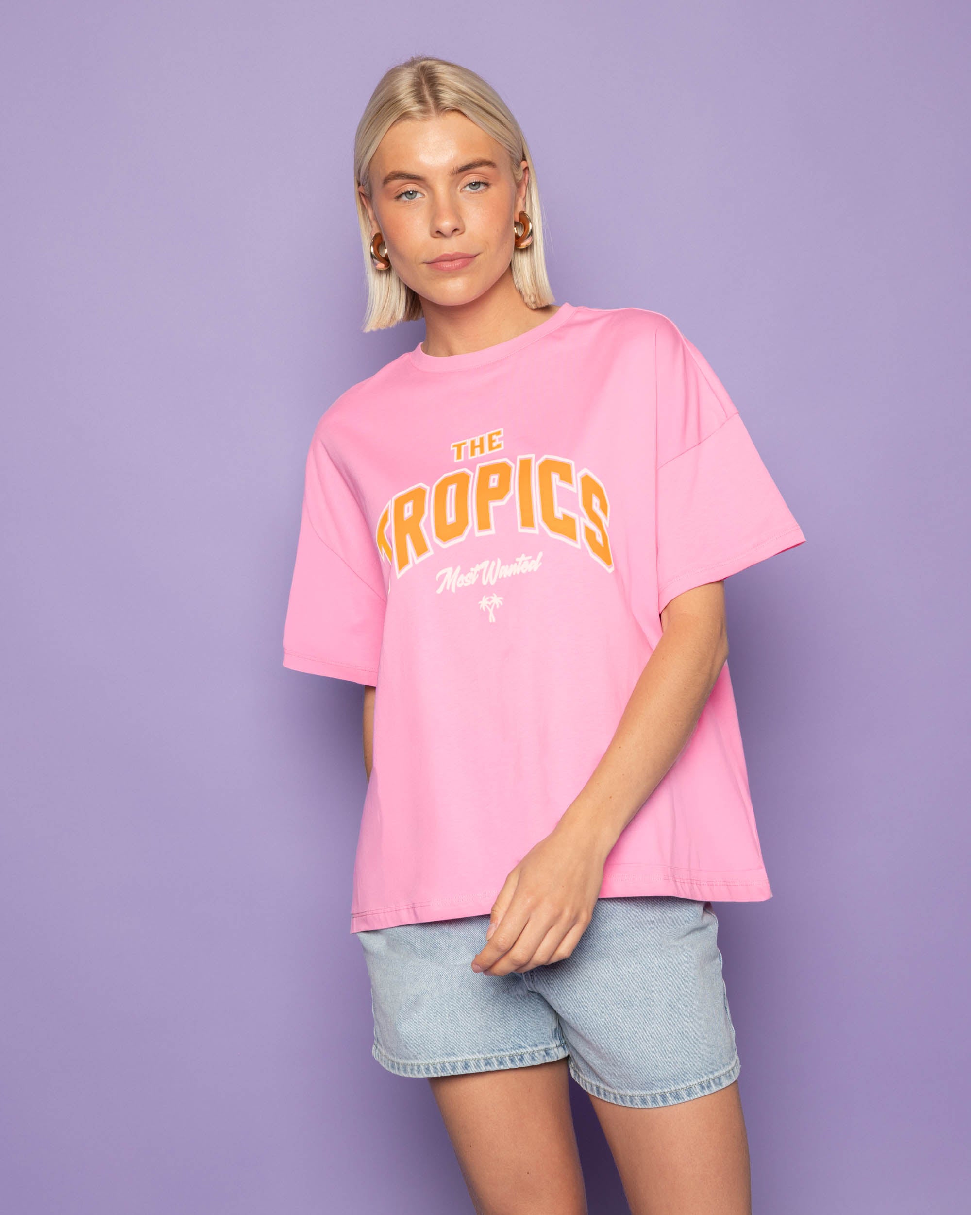 THE TROPICS OVERSIZED TEE PINK