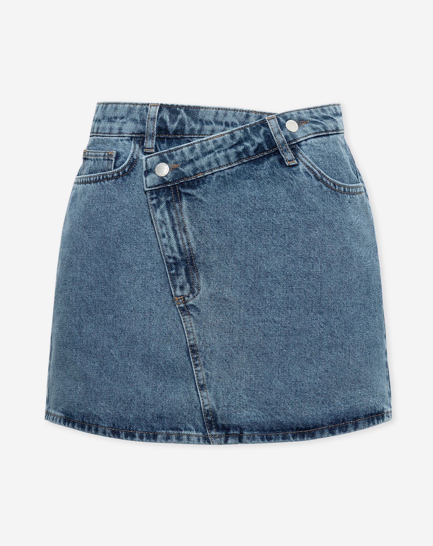CROSSOVER DENIM SKIRT MID BLAUW