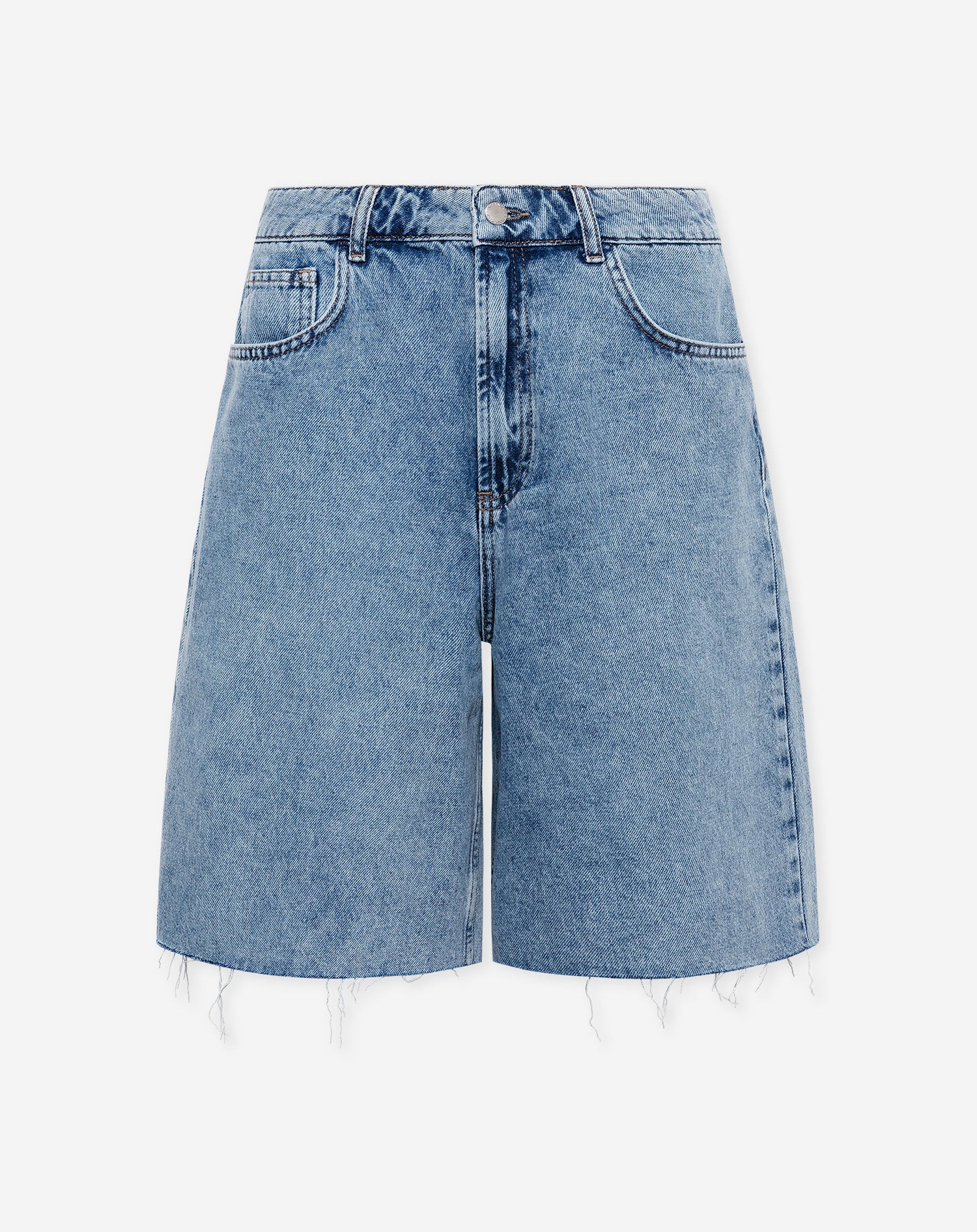 BAGGY DENIM JORT MID BLUE
