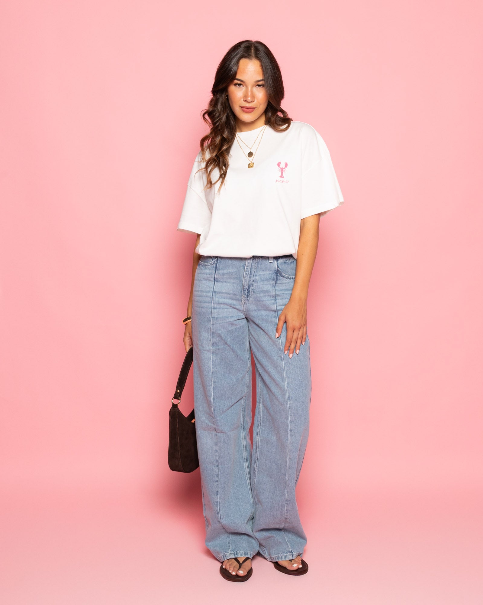 SEAM WIDE LEG JEANS LIGHT BLUE