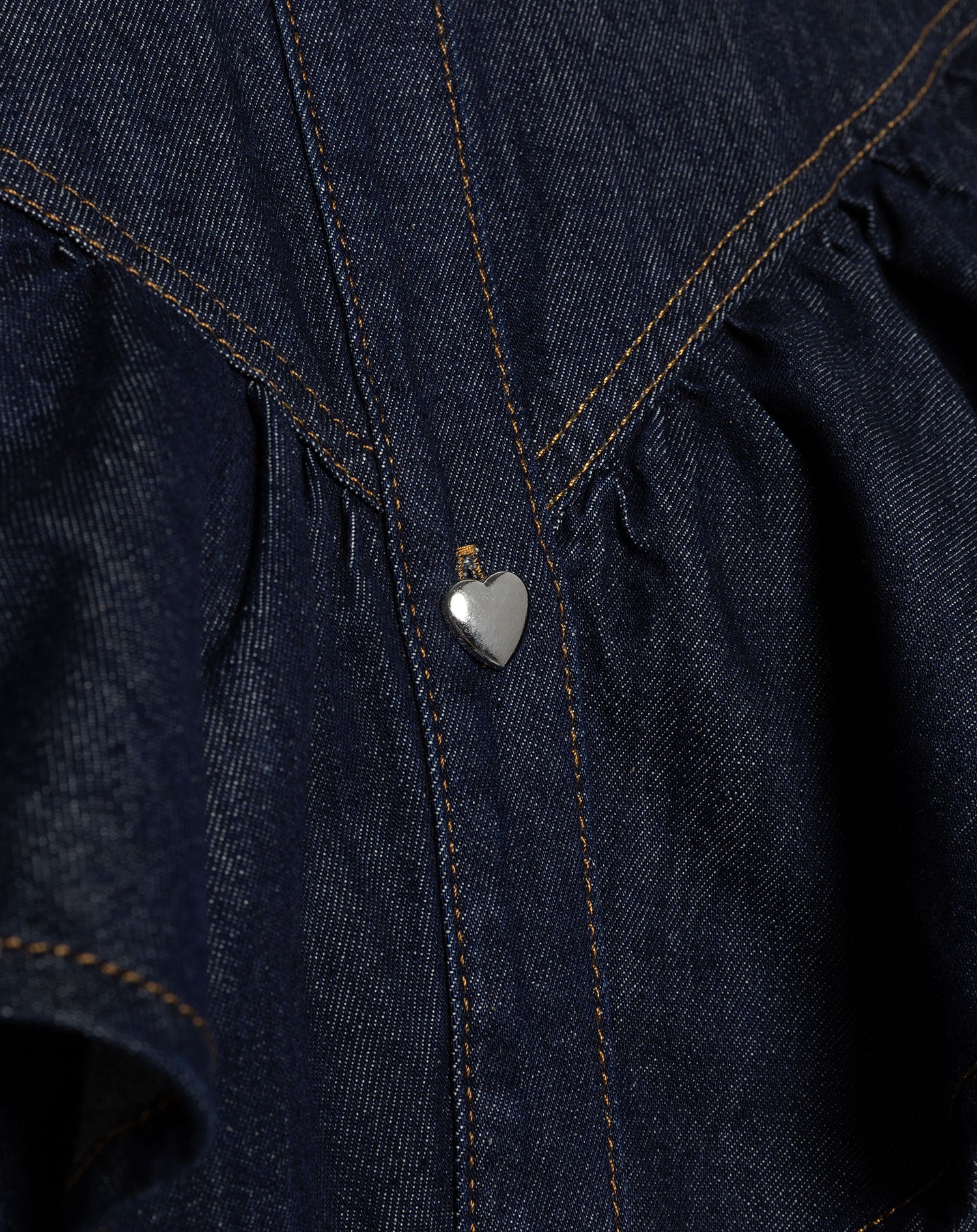 RUFFLE DENIM BLOUSE DARK BLUE