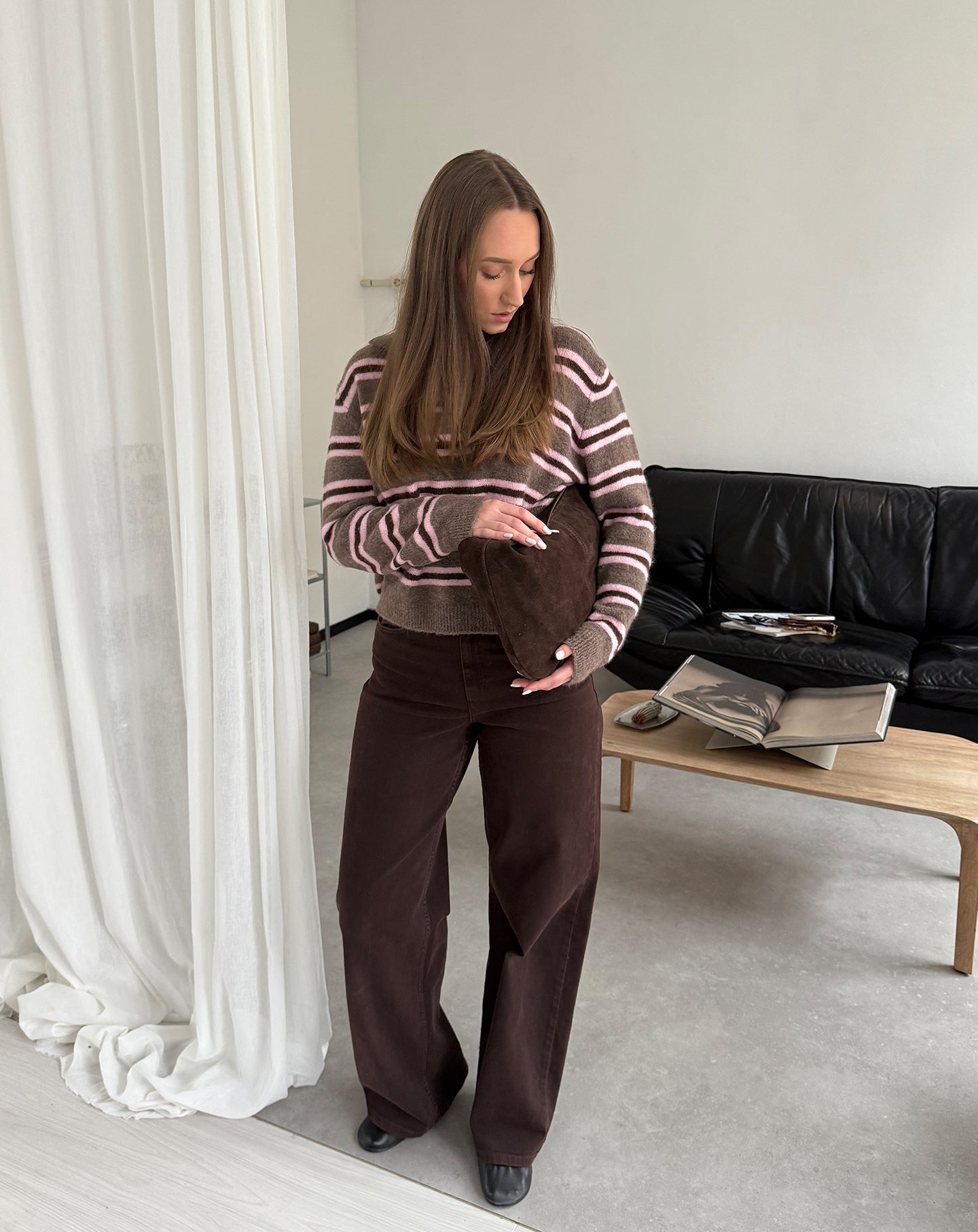 FLOWY DENIM WIDE LEG JEANS BRUIN