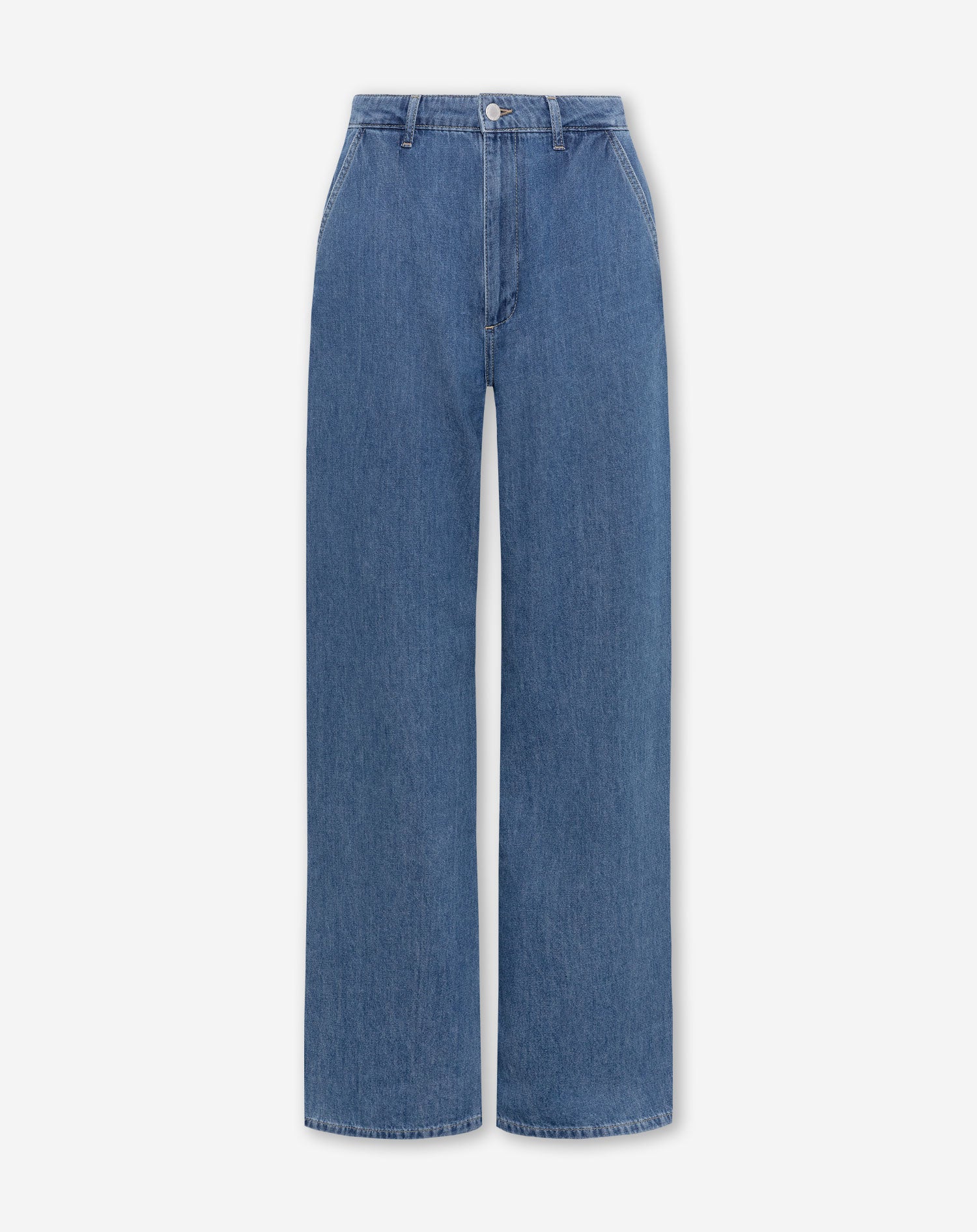 FLOWY DENIM WIDE LEG JEANS MID BLAUW