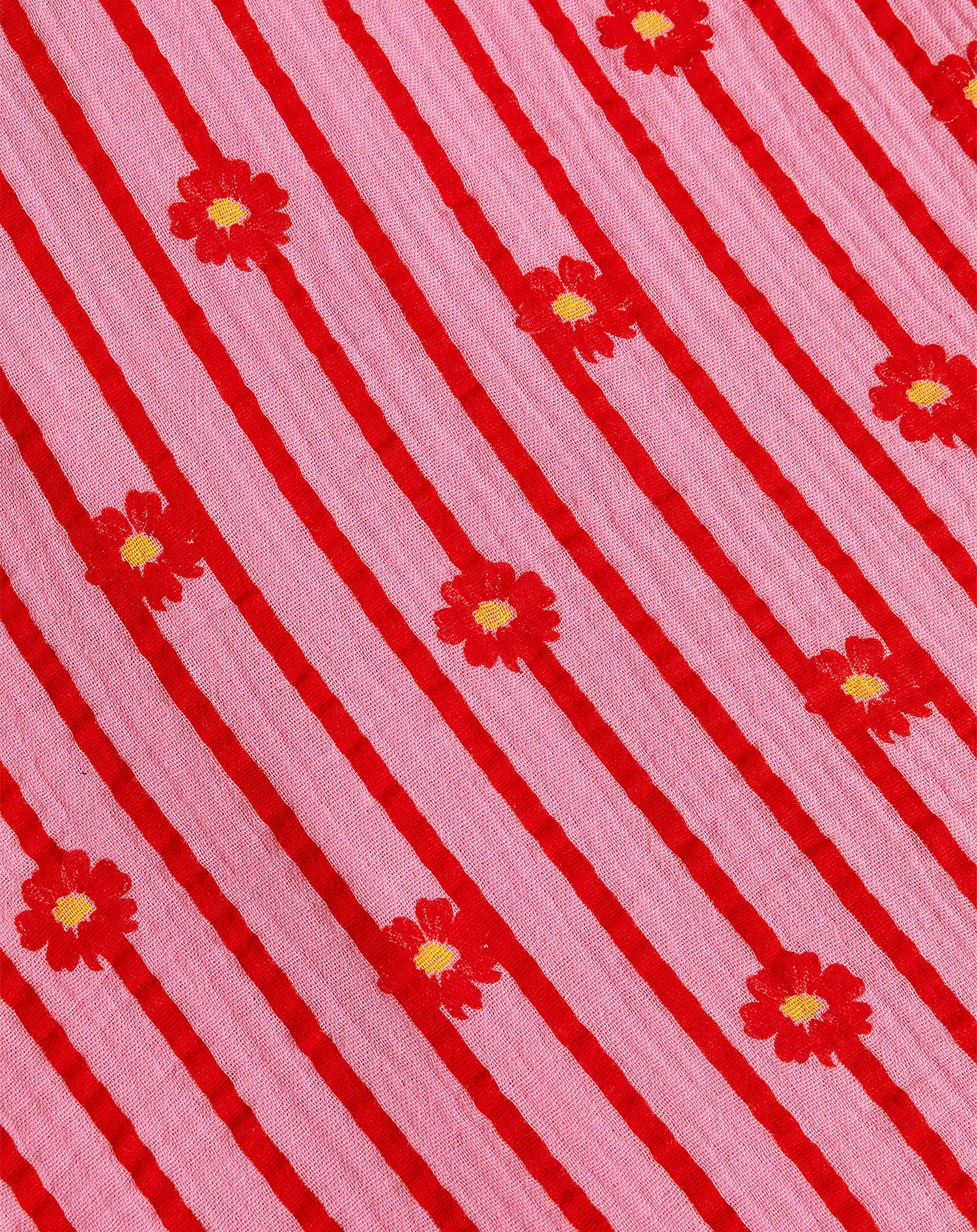 FLOWER STRIPE MOUSSELINE BLOUSE ROOD