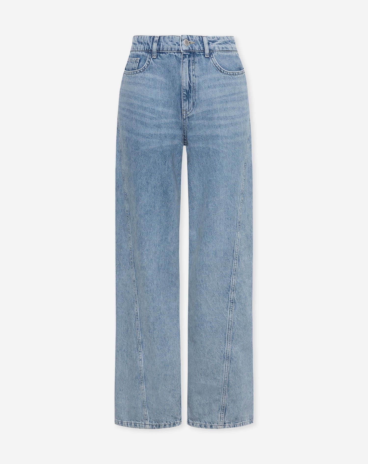 SIDE SEAM WIDE LEG JEANS MID BLUE