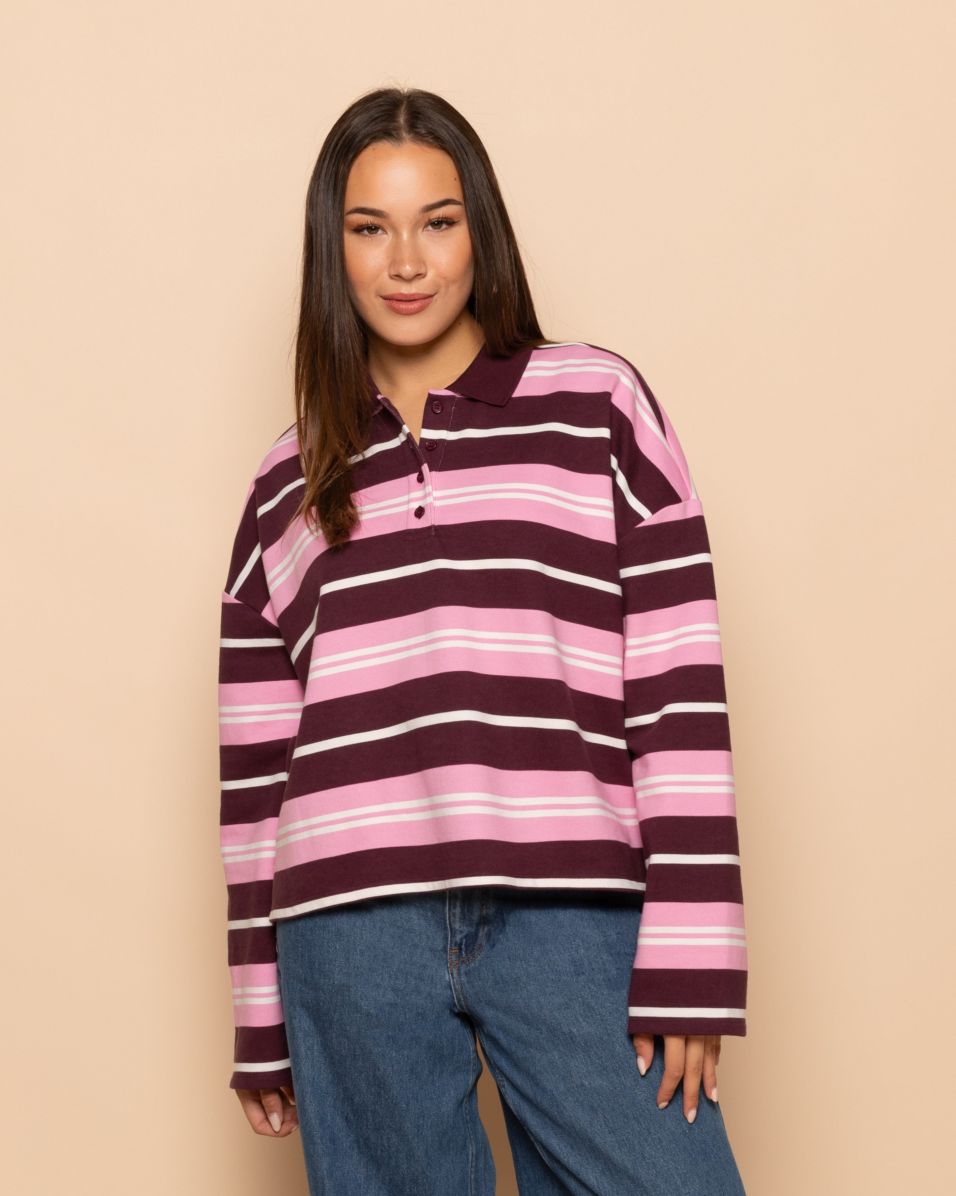 STRIPED SWEATER POLO BURGUNDY