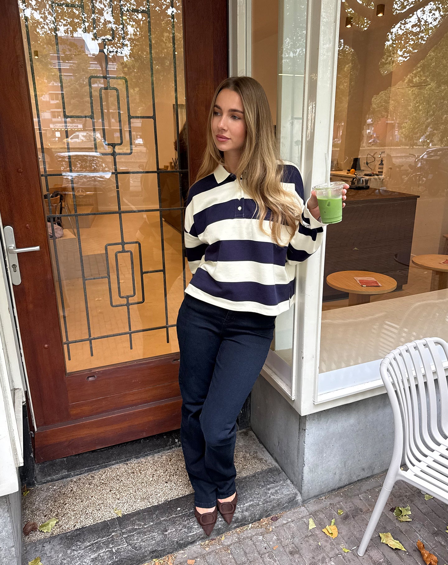 STRIPED SWEATER POLO MARINEBLAUW