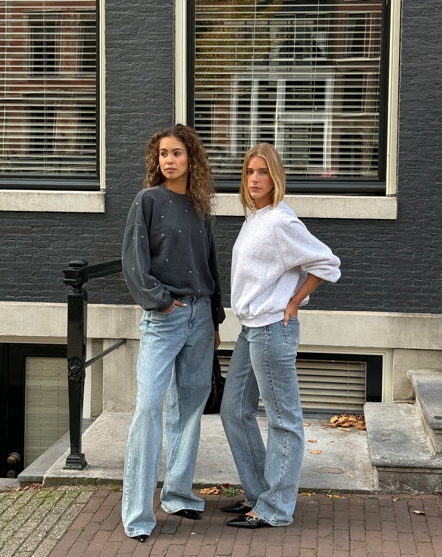 STUD BOOTCUT JEANS BLAUW