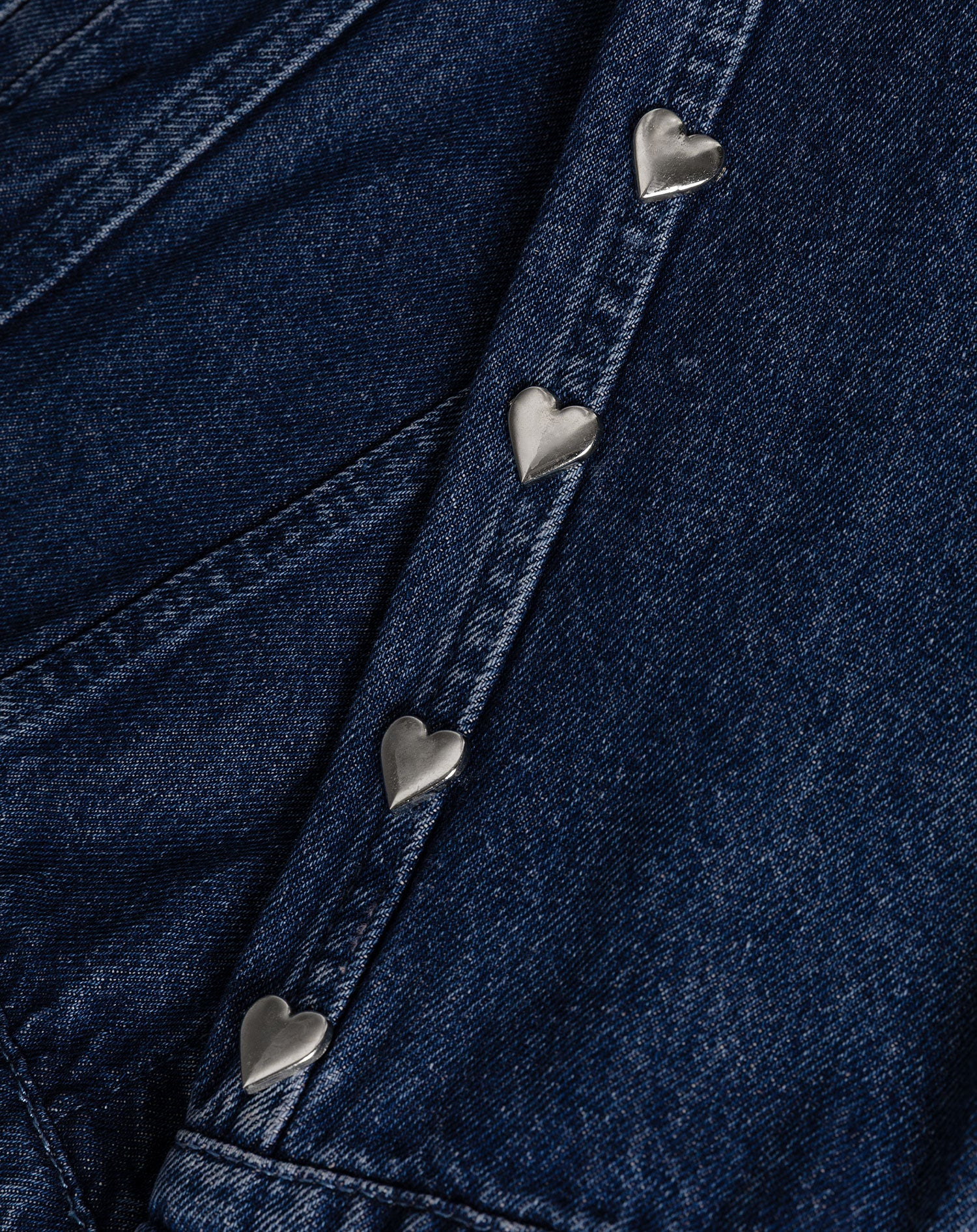 STUD HEART DENIM JACKET DARK BLUE