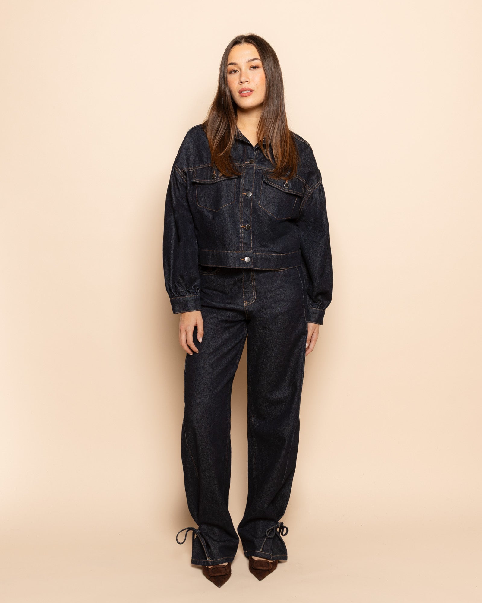 BOW STRAIGHT LEG JEANS RIGID BLUE