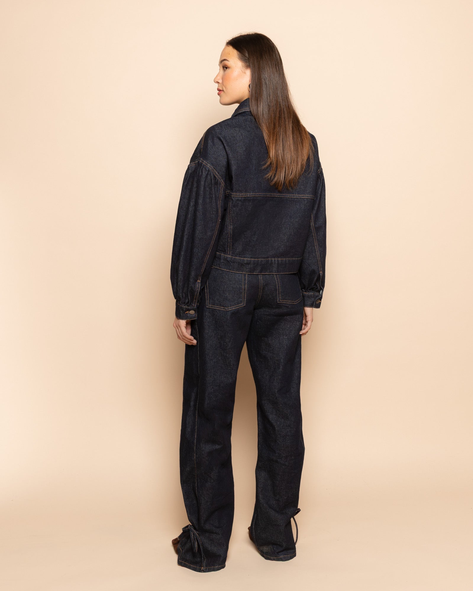 BOW STRAIGHT LEG JEANS RIGID BLUE