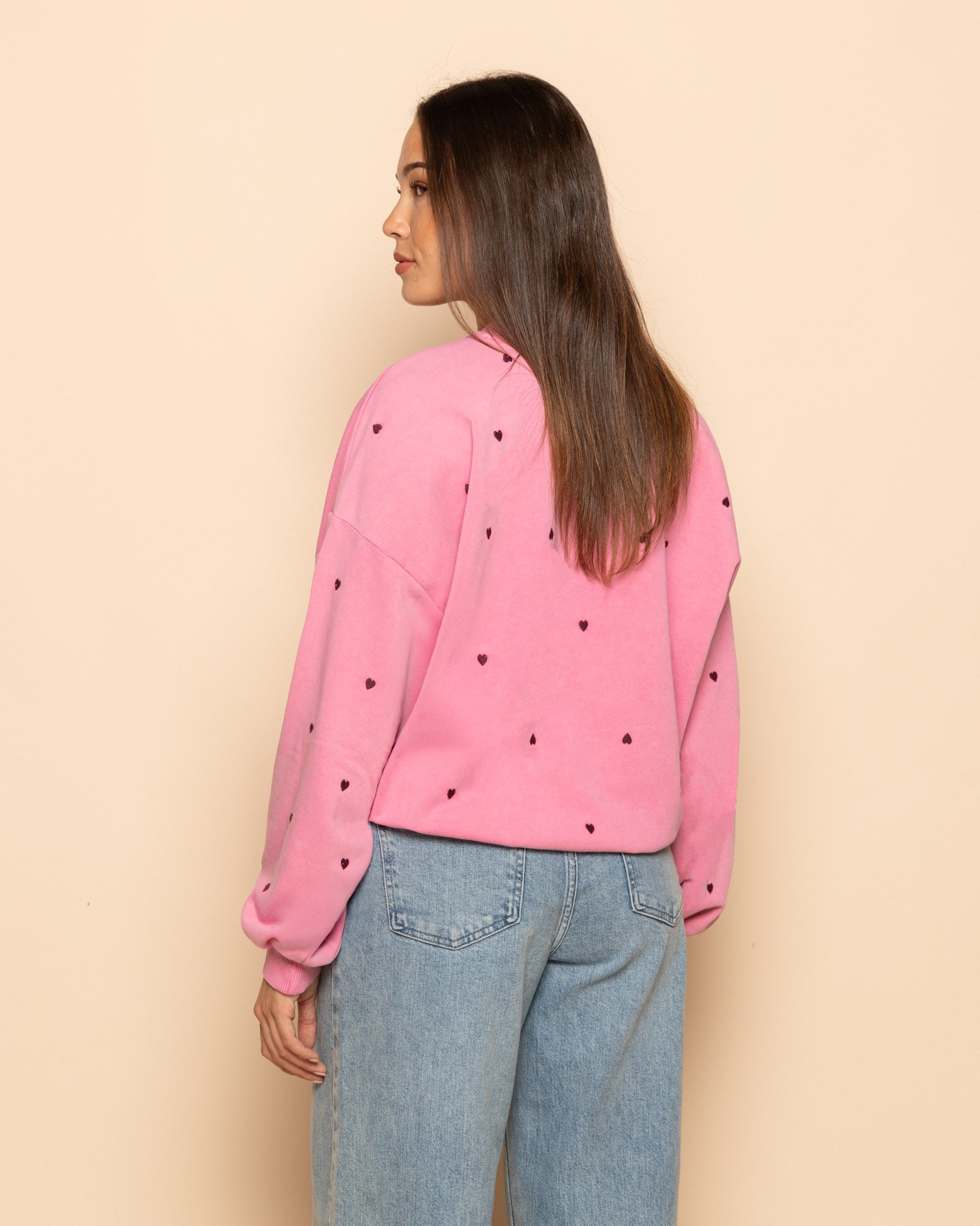 HEART EMBROIDERY SWEATER ACID ROZE