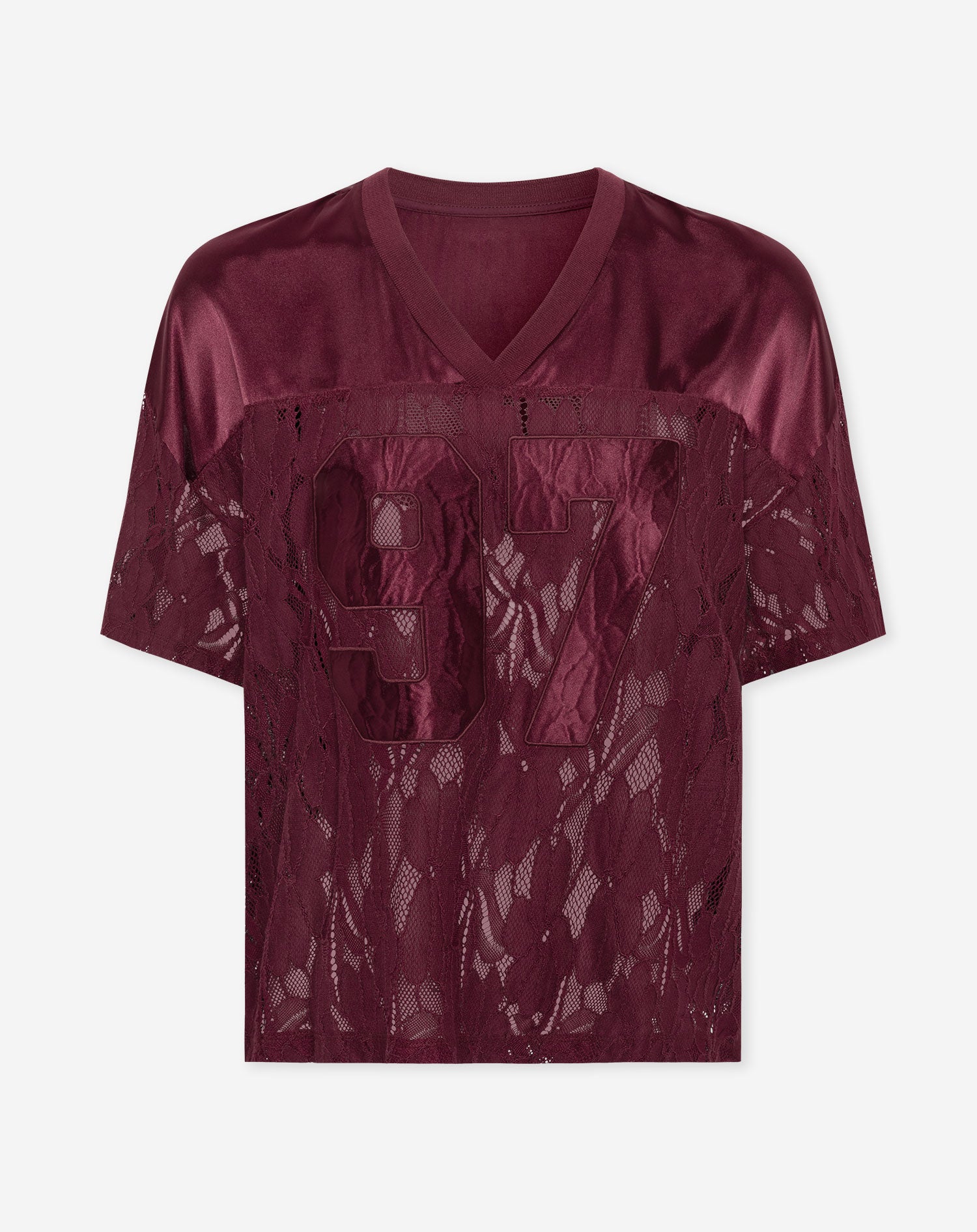97 SATIN LACE OVERSIZED TEE DONKER BURGUNDY