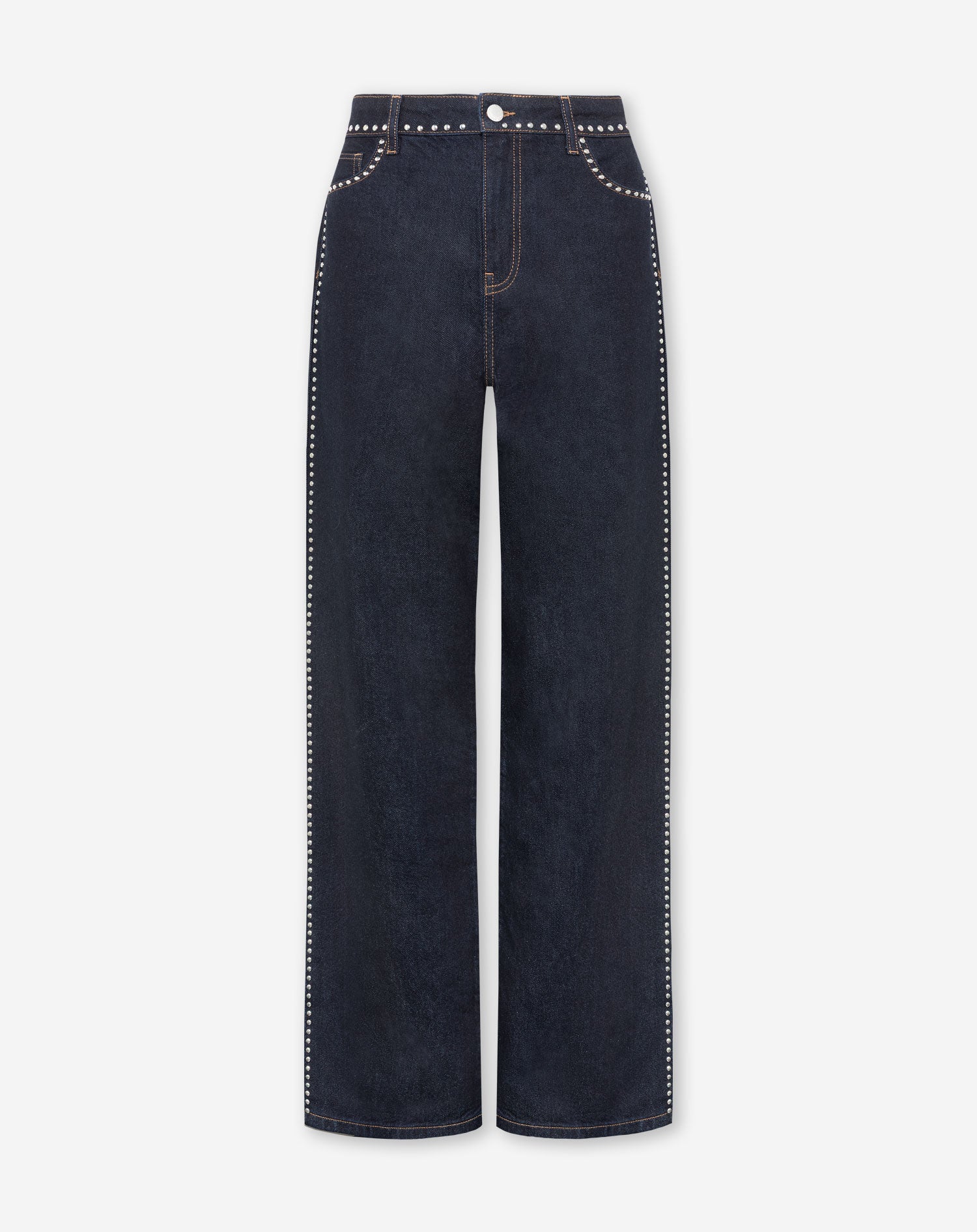 LIA STUD WIDE LEG JEANS RIGID BLUE
