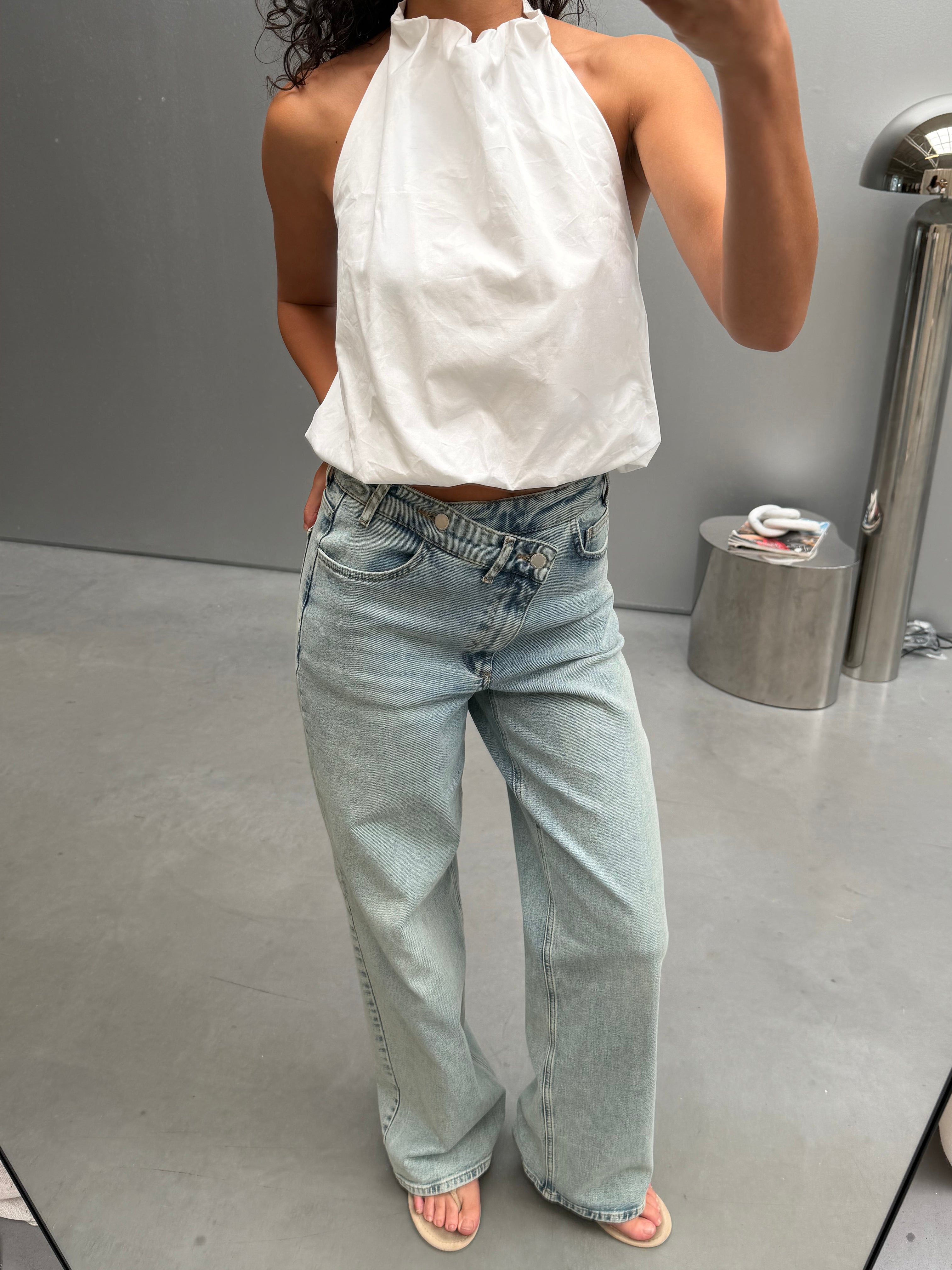 ELVY CROSSOVER WIDE LEG JEANS BLUE