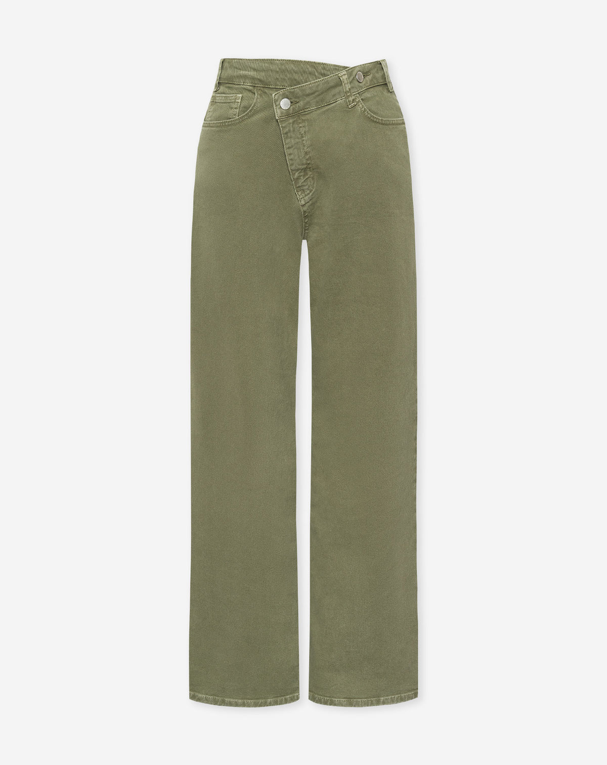 ELVY CROSSOVER WIDE LEG JEANS OLIJFGROEN
