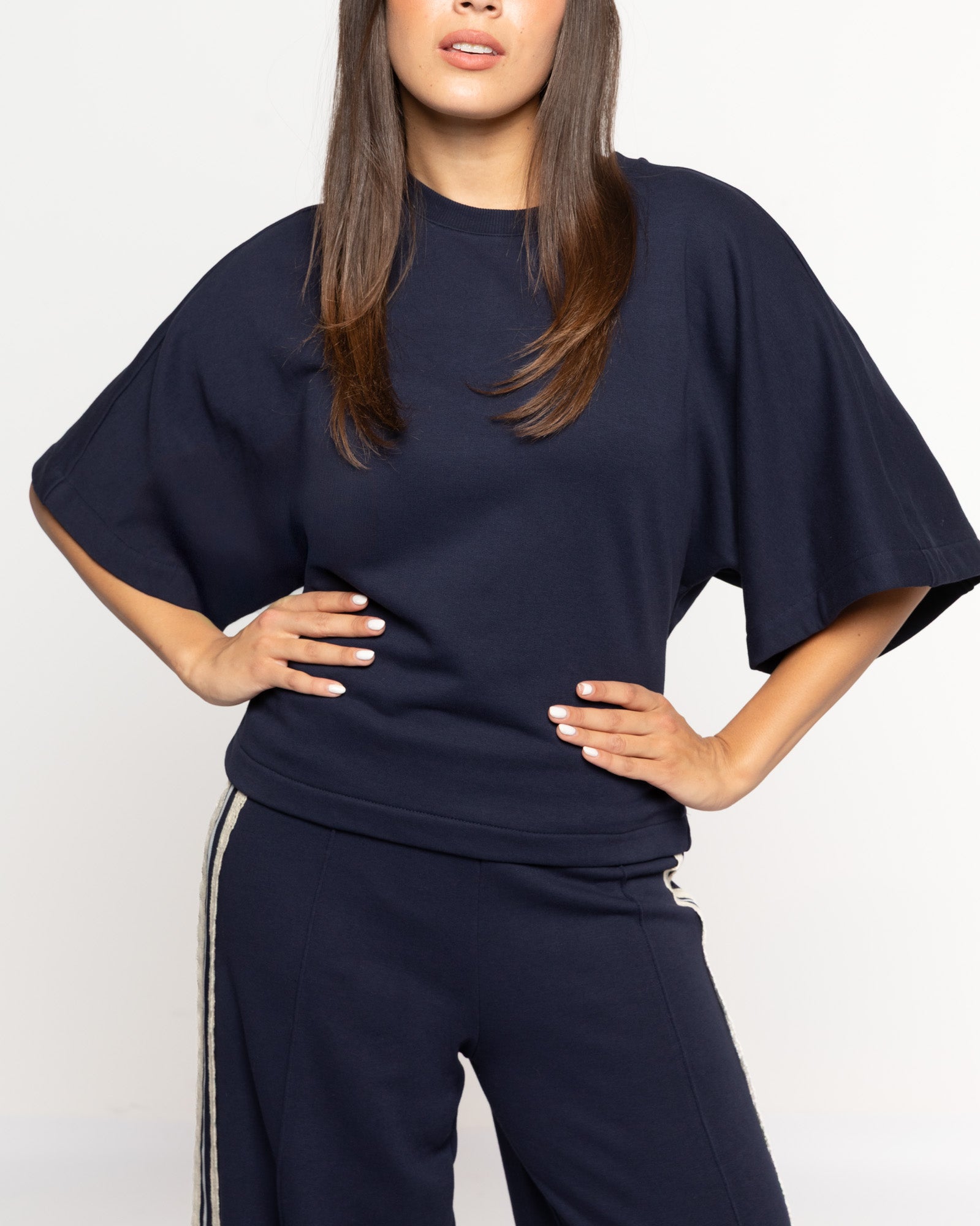 WIDE SLEEVE SWEAT TOP MARINEBLAUW
