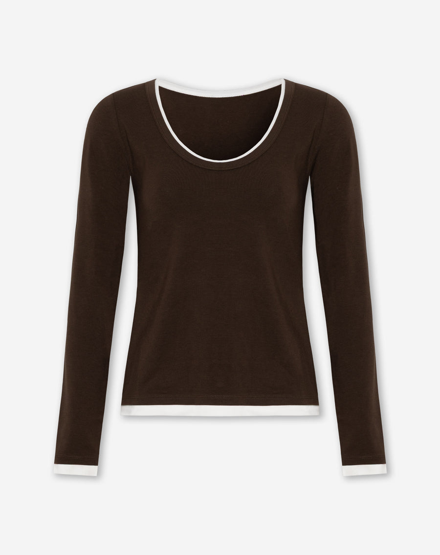 CONTRAST BINDING LONG SLEEVE TOP BRUIN