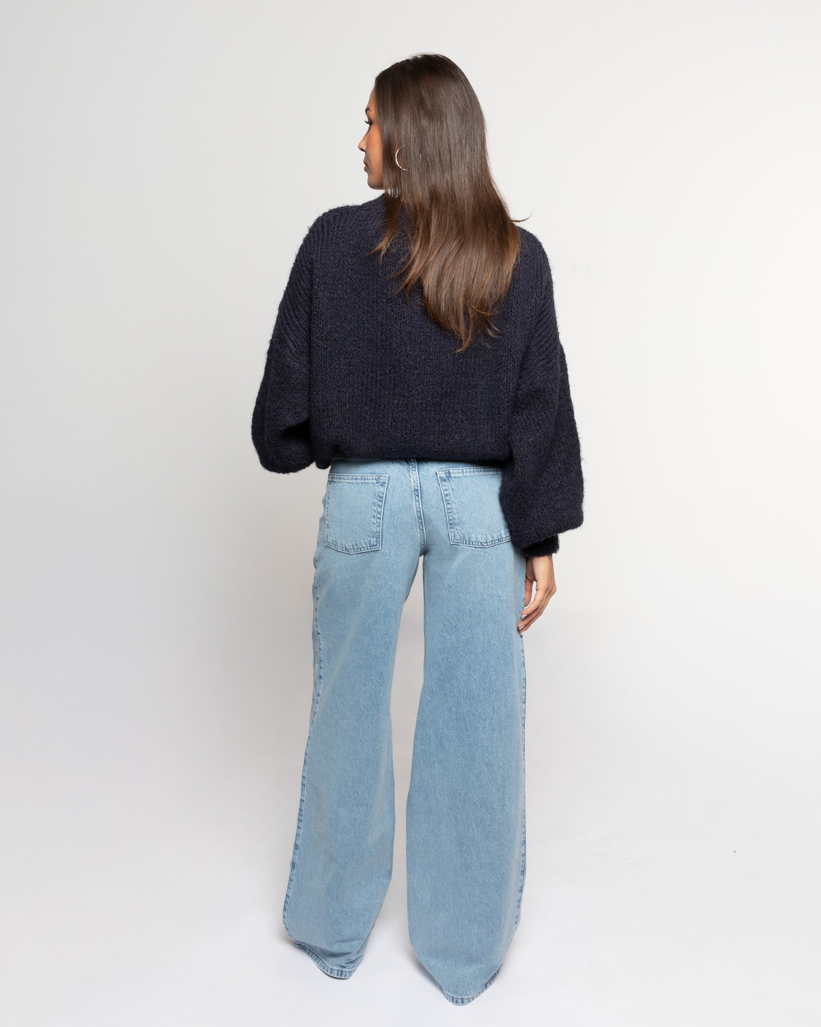 SIDE HEART WIDE LEG JEANS BLAUW