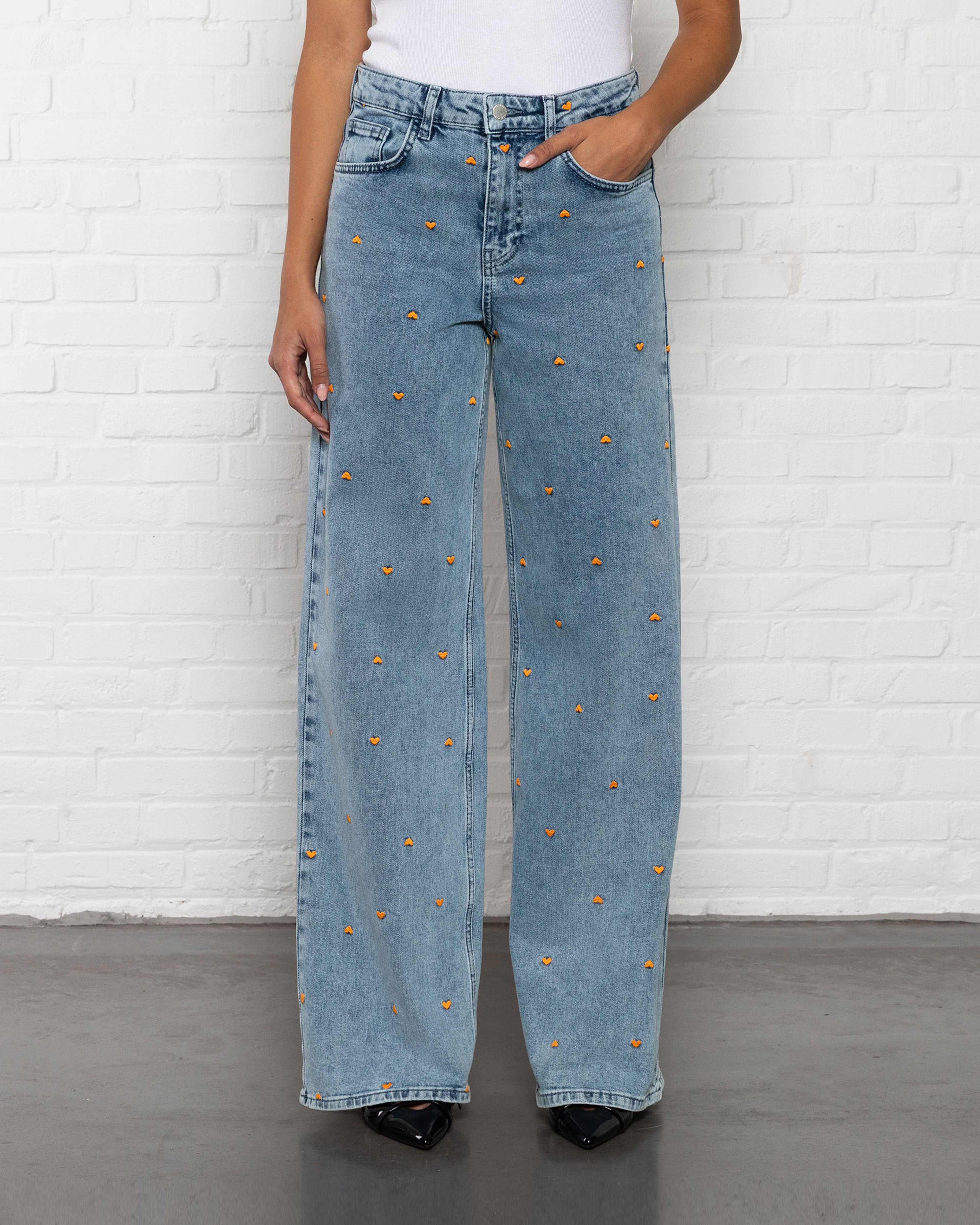 HEART COMFORT WIDE LEG JEANS ORANJE