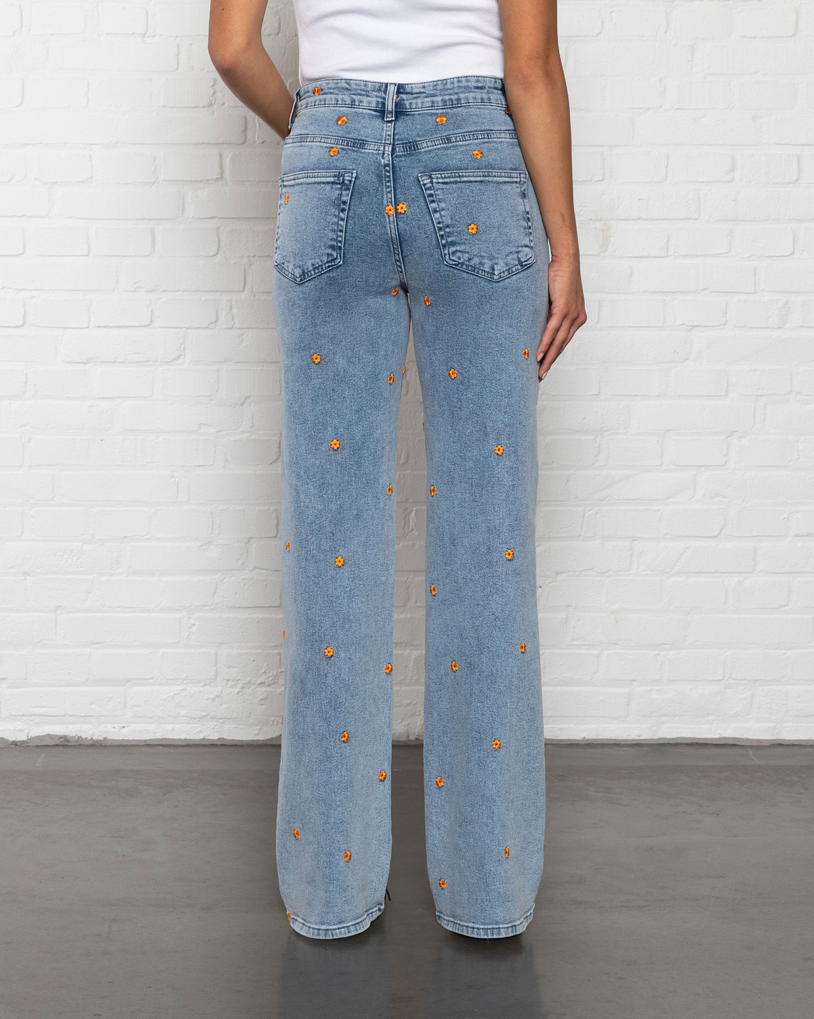 FLOWER BOOTCUT JEANS ORANJE