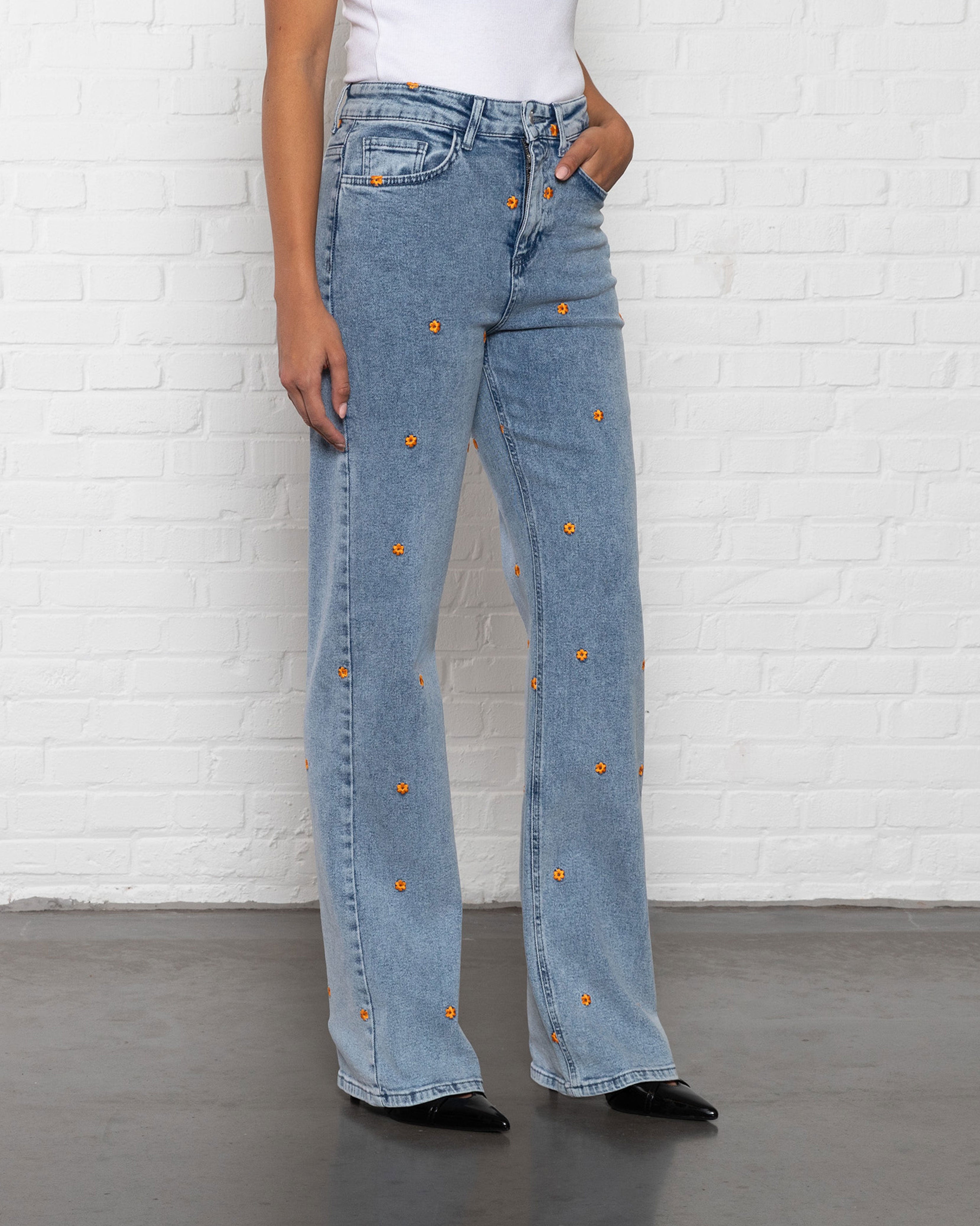 FLOWER BOOTCUT JEANS ORANJE
