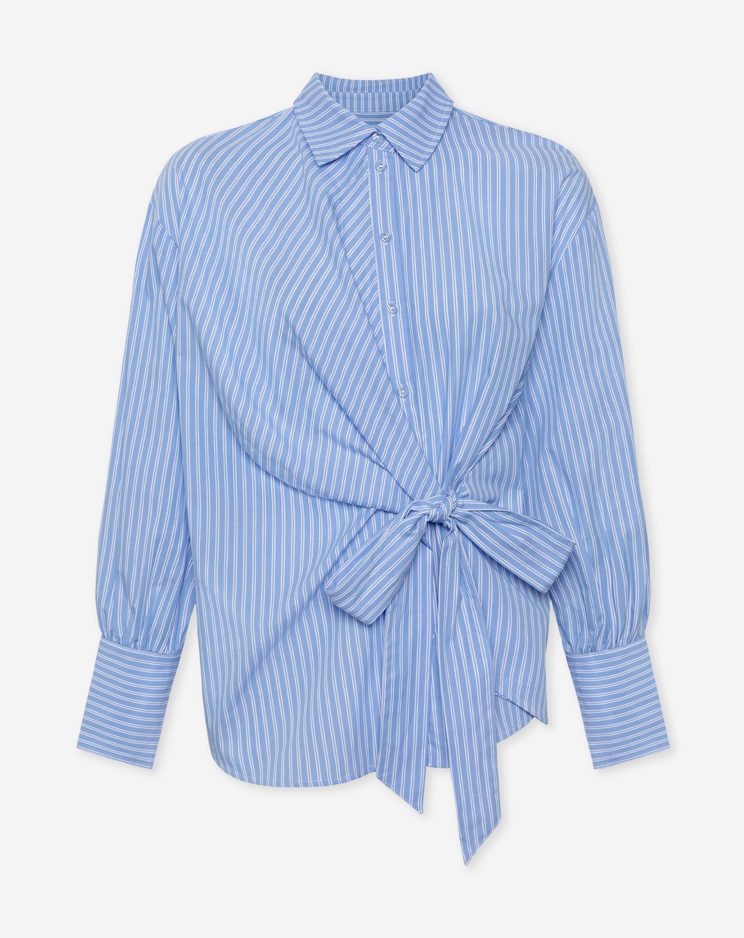 SALLY OVERSIZED WRAP BLOUSE BLAUW STRIPE