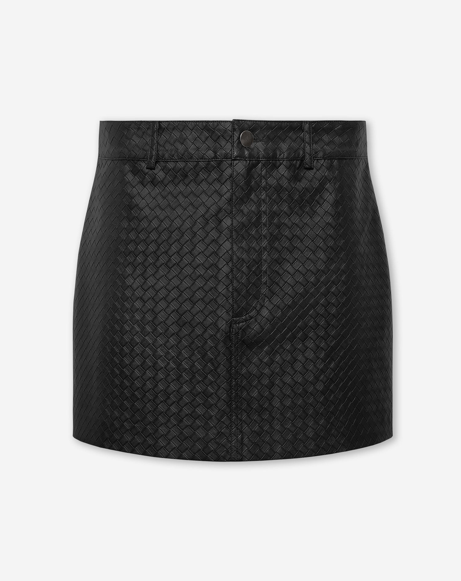 LIRA FAUX BRAIDED LEATHER SKIRT ZWART
