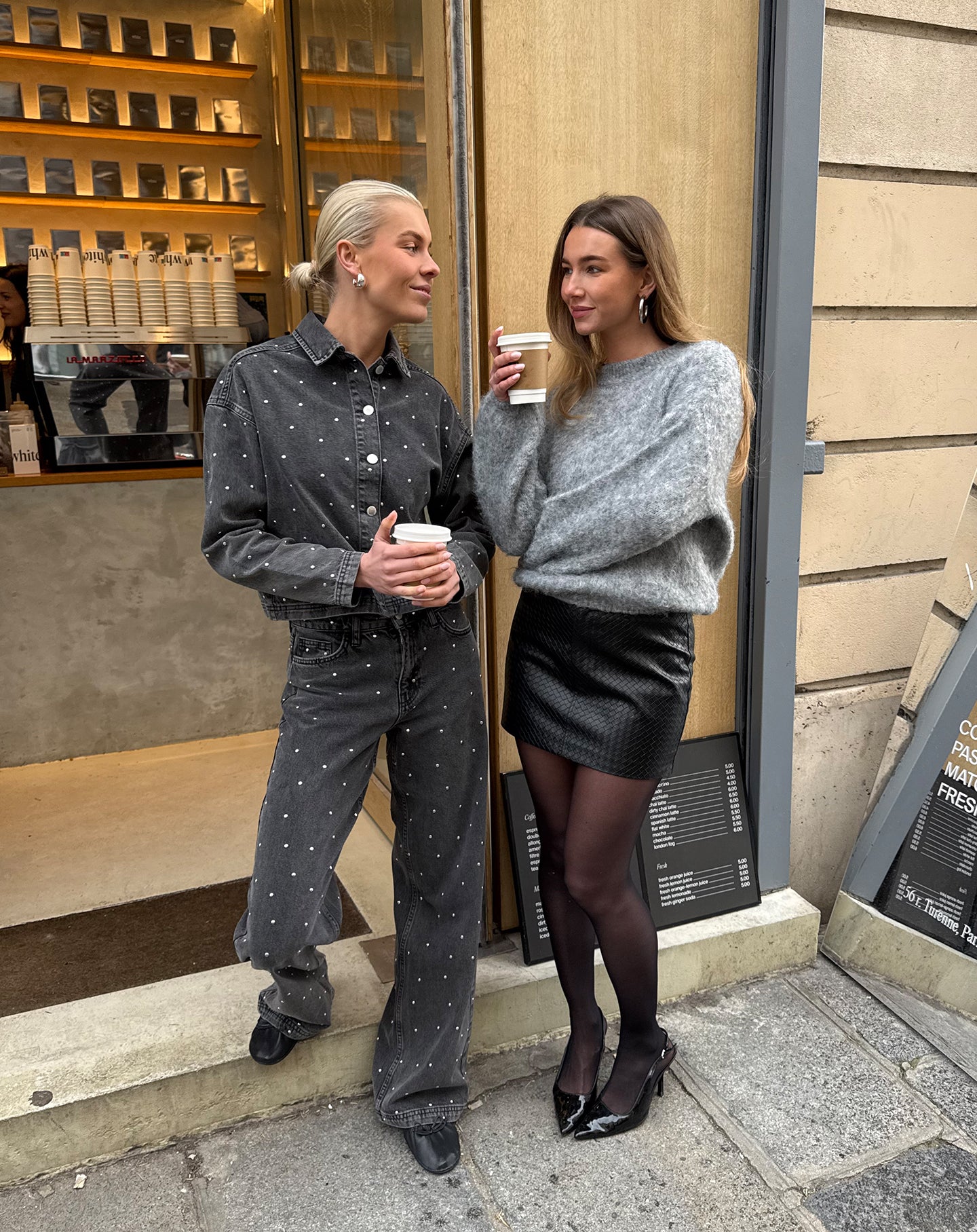 LIRA FAUX BRAIDED LEATHER SKIRT ZWART