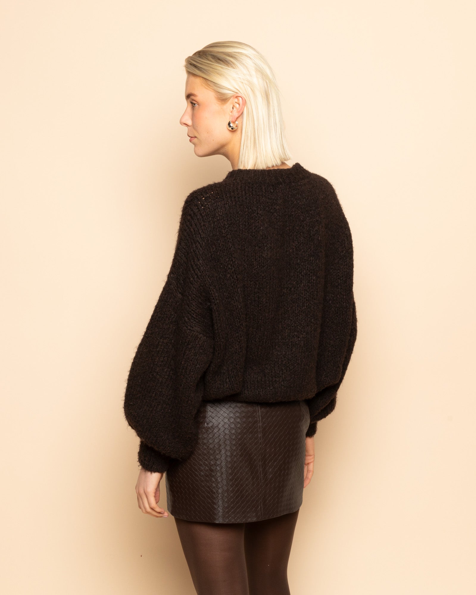 LIRA FAUX BRAIDED LEATHER SKIRT BRUIN