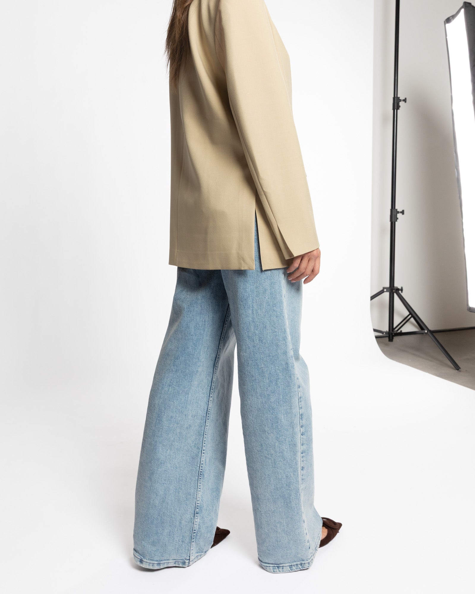 STEVIE OVERSIZED ASYMMETRIC BLAZER BEIGE
