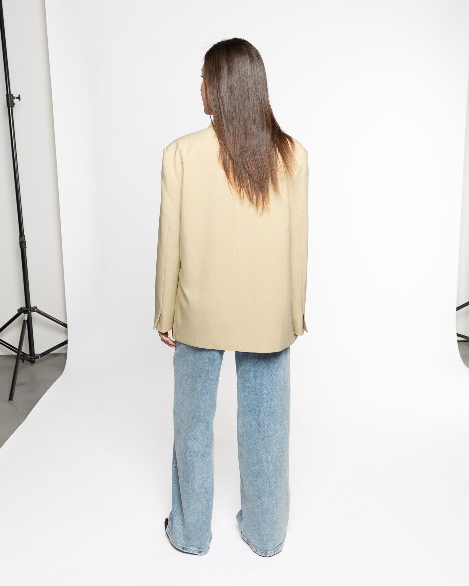 STEVIE OVERSIZED ASYMMETRIC BLAZER BEIGE