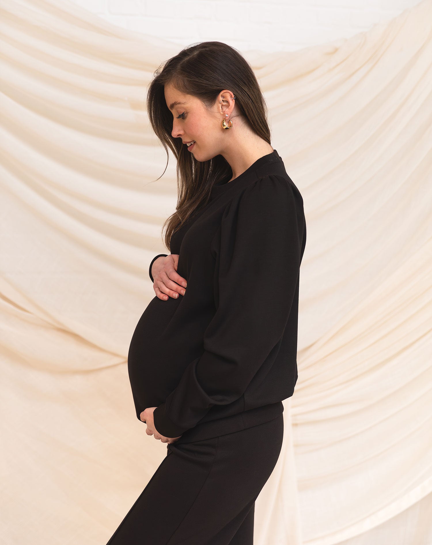 SCUBA PUFF SLEEVE SWEATER MATERNITY BLACK