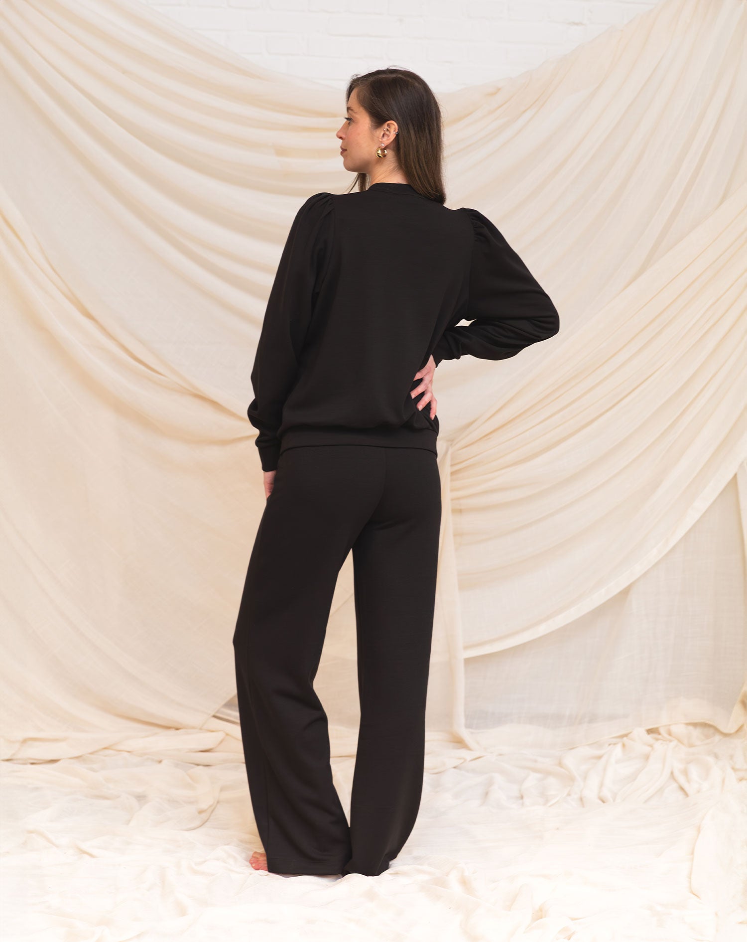 SCUBA PINTUCK PANTS MATERNITY PETITE ZWART