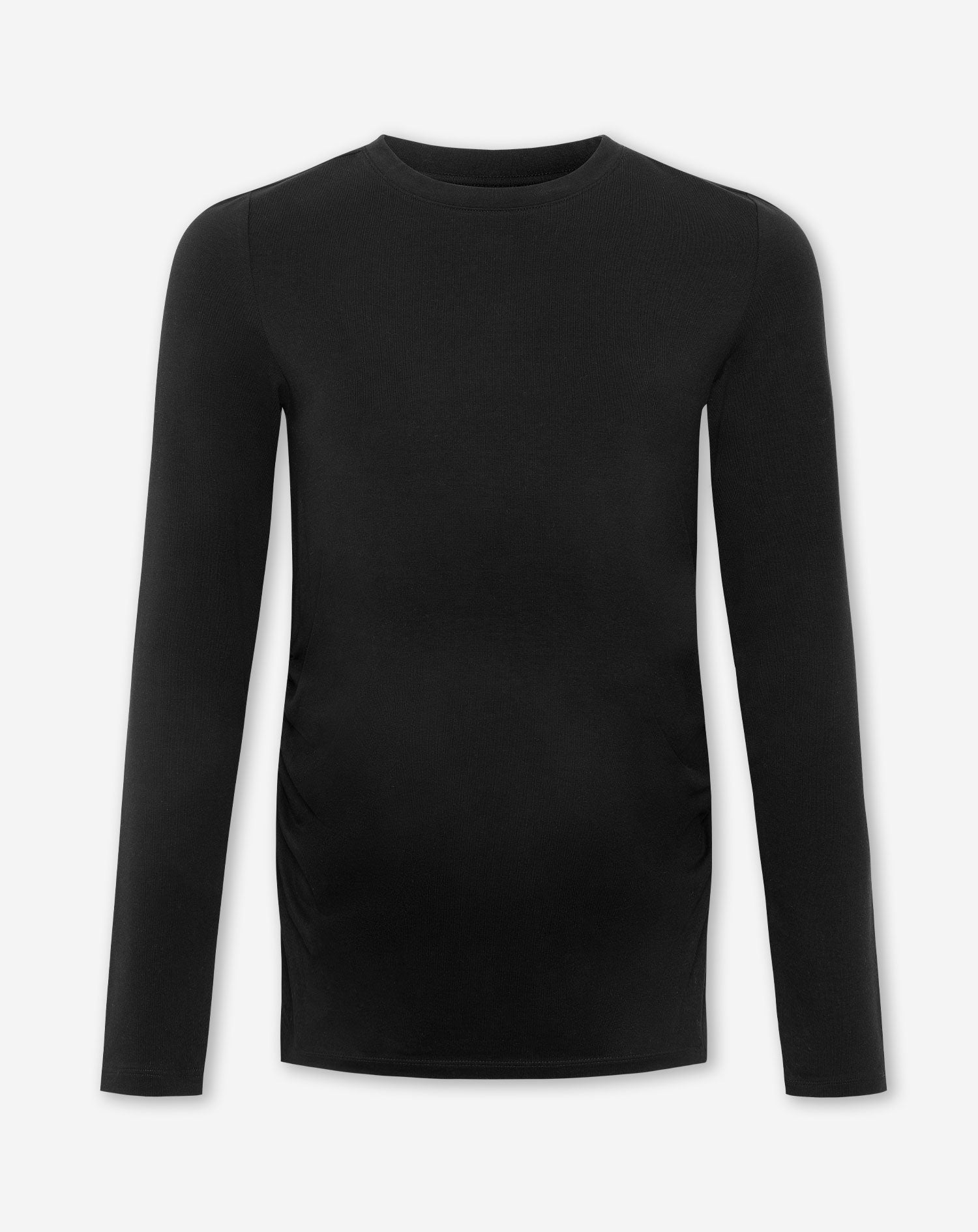 BASIC LONG SLEEVE FITTED TOP MATERNITY BLACK
