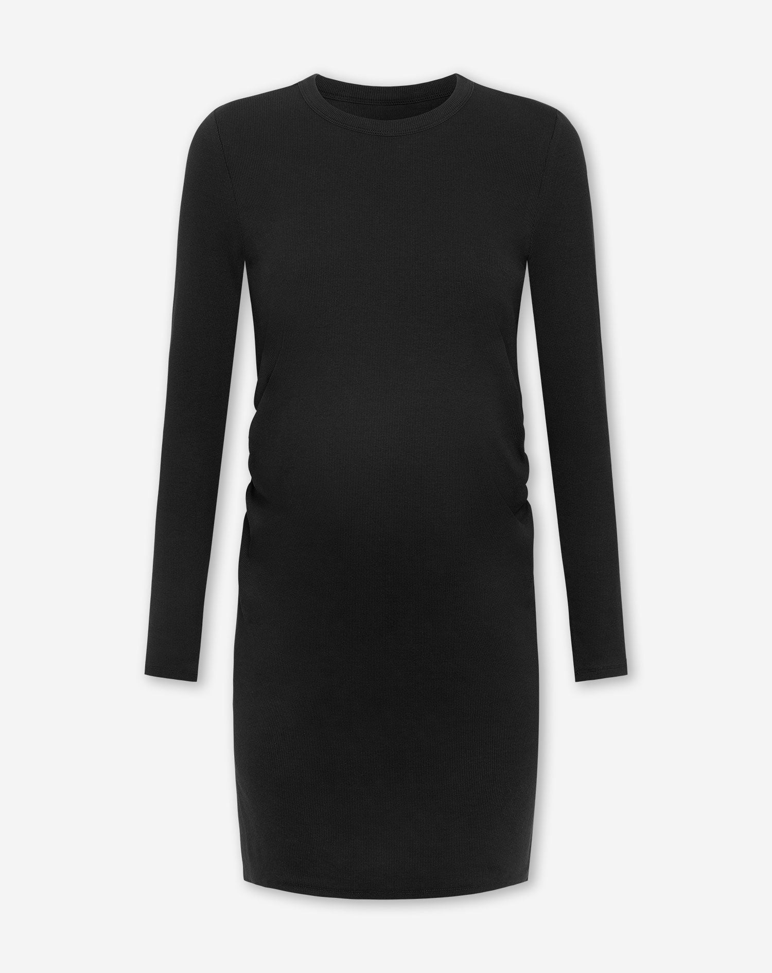BODYCON LONG SLEEVE RIB DRESS MATERNITY ZWART