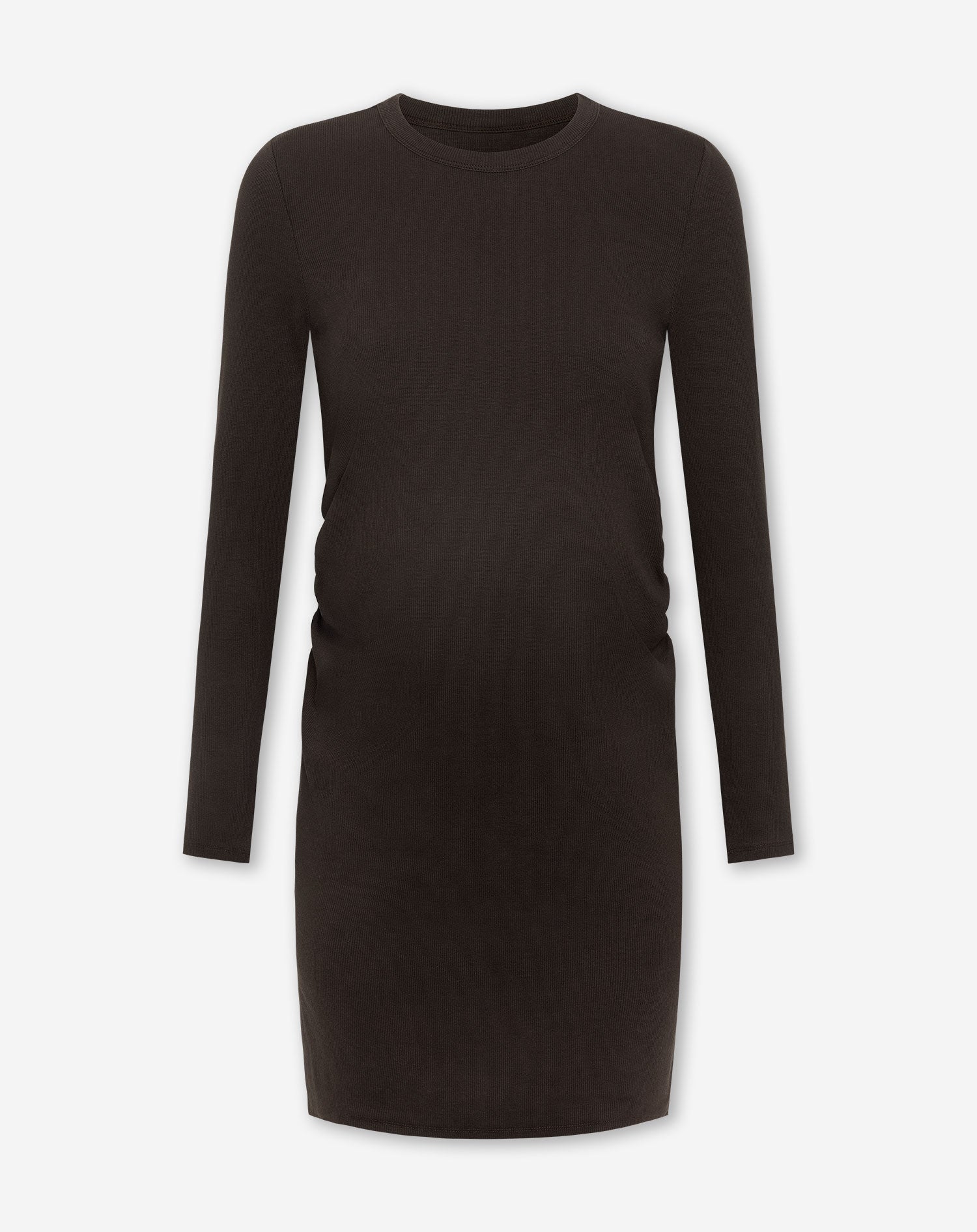 BODYCON LONG SLEEVE RIB DRESS MATERNITY BRUIN