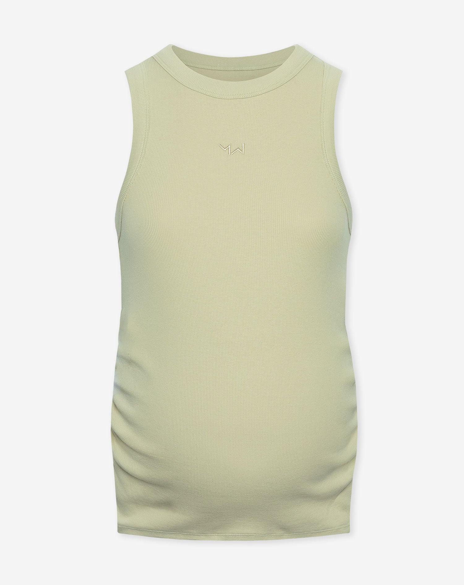 RACERBACK EMBROIDERY RIB TOP MATERNITY PISTACHE