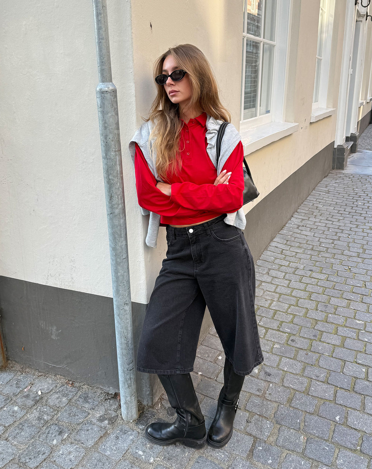 LONG DENIM JORT DONKERGRIJS