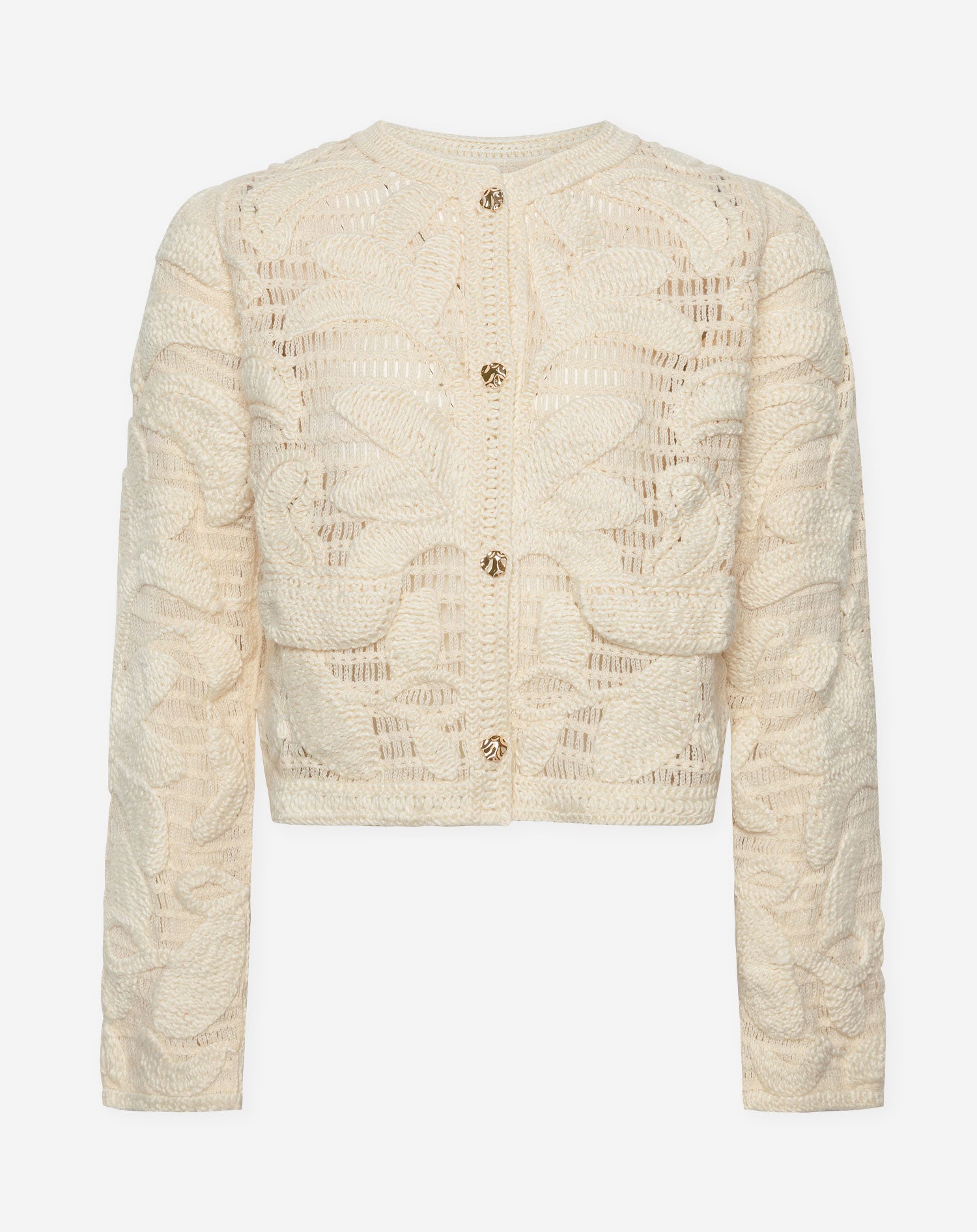 SALLY FLOWER CROCHET CARDIGAN CRÈME
