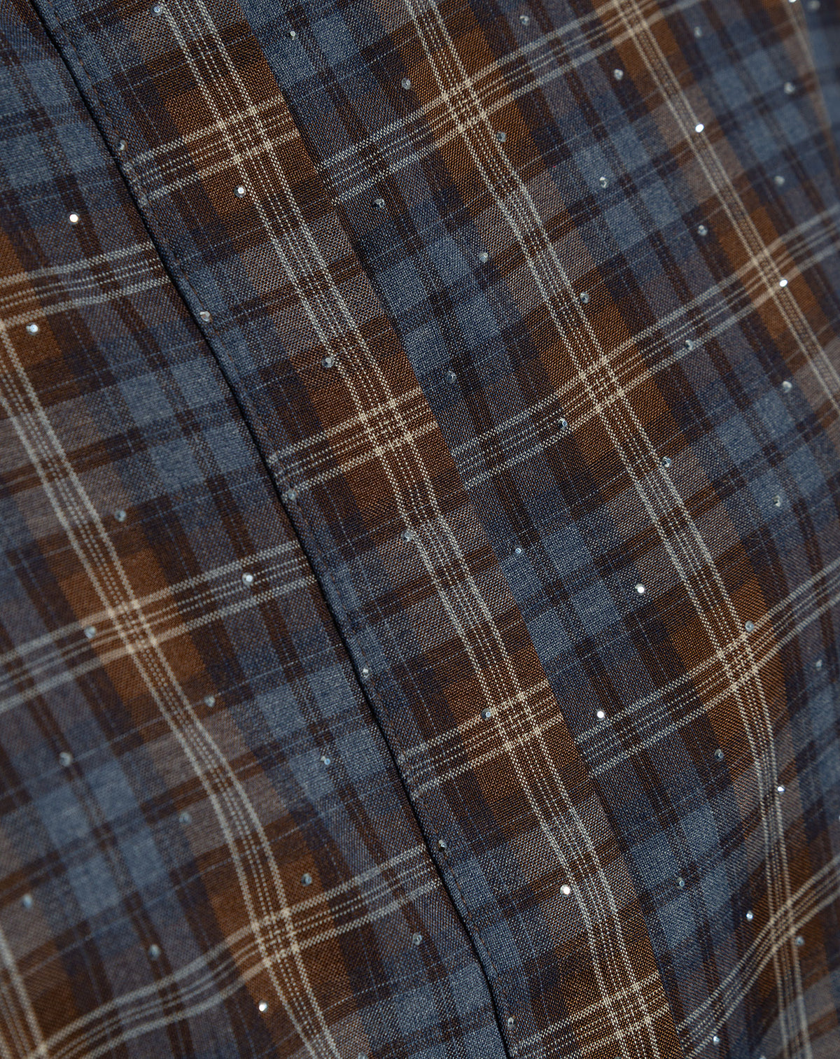MAEVA RHINE STONE BLOUSE BLUE CHECK