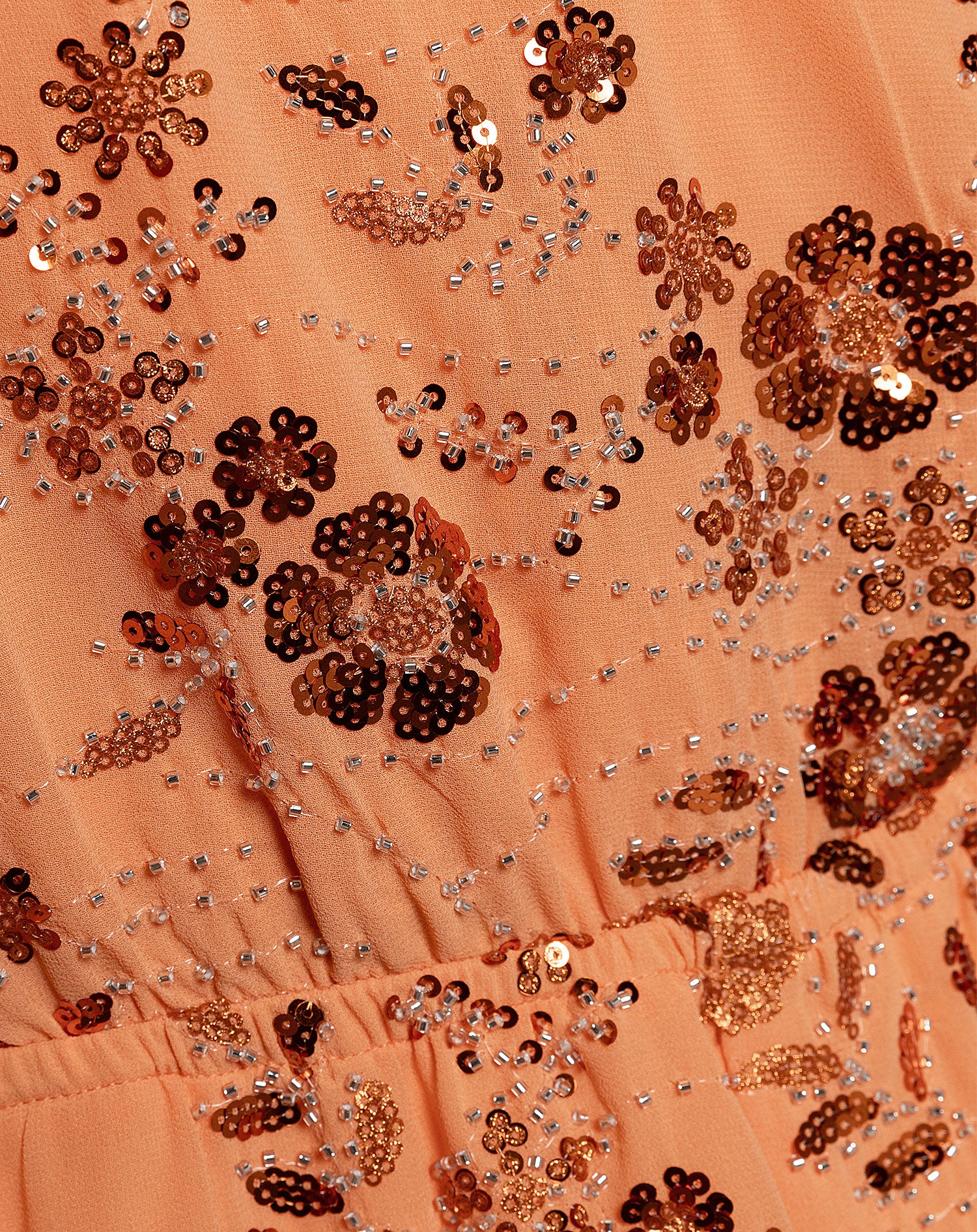 FEM FLOWER SEQUIN PLAYSUIT ORANGE