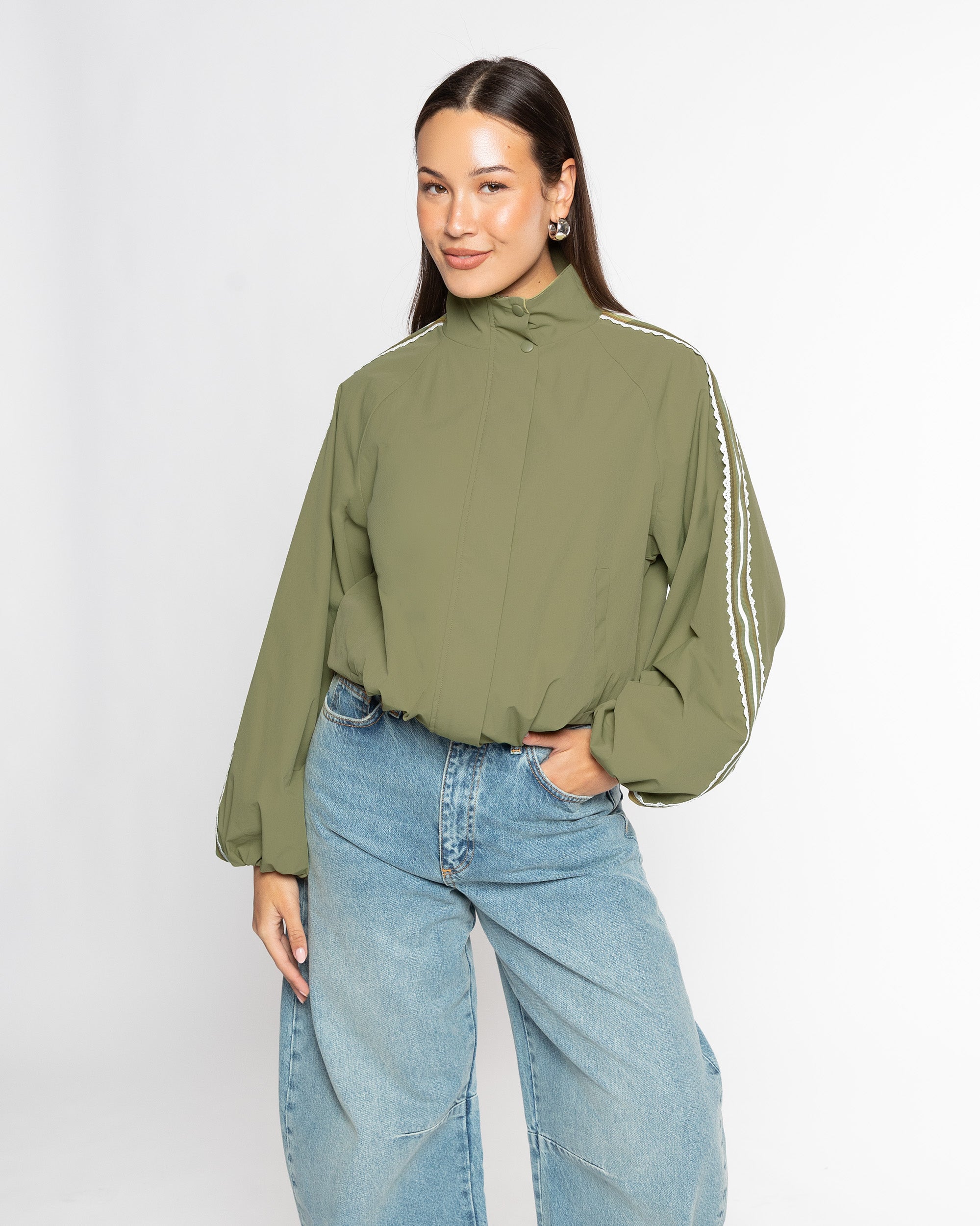 BEX TRACK JACKET OLIJFGROEN