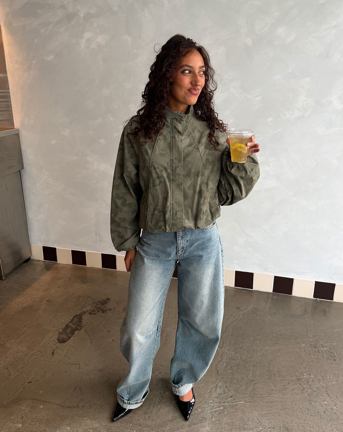 BRUNA TRACK JACKET ARMY PRINT GREEN